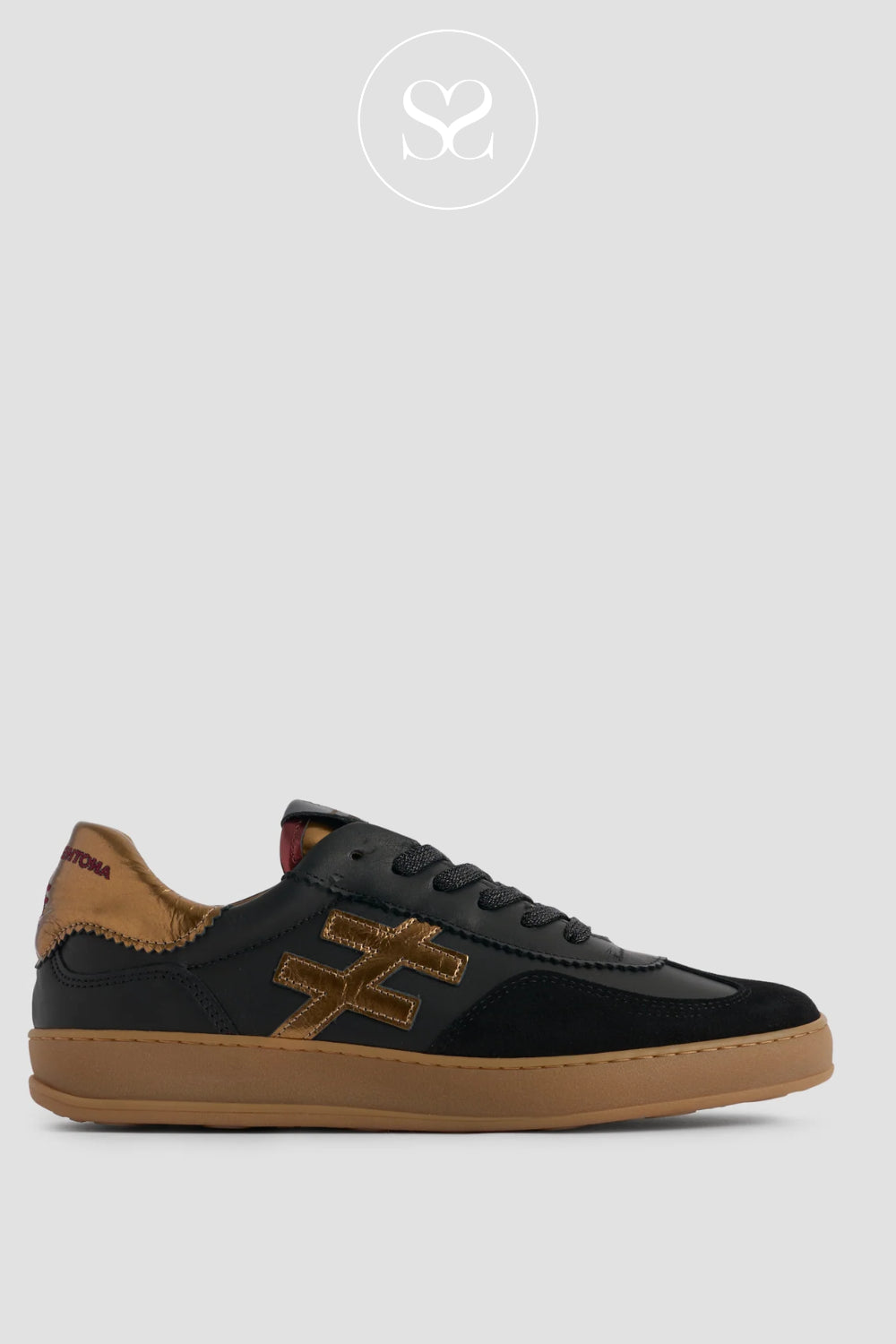 Another Trend Black & Gold Leather Trainer — A032-03 - Ireland