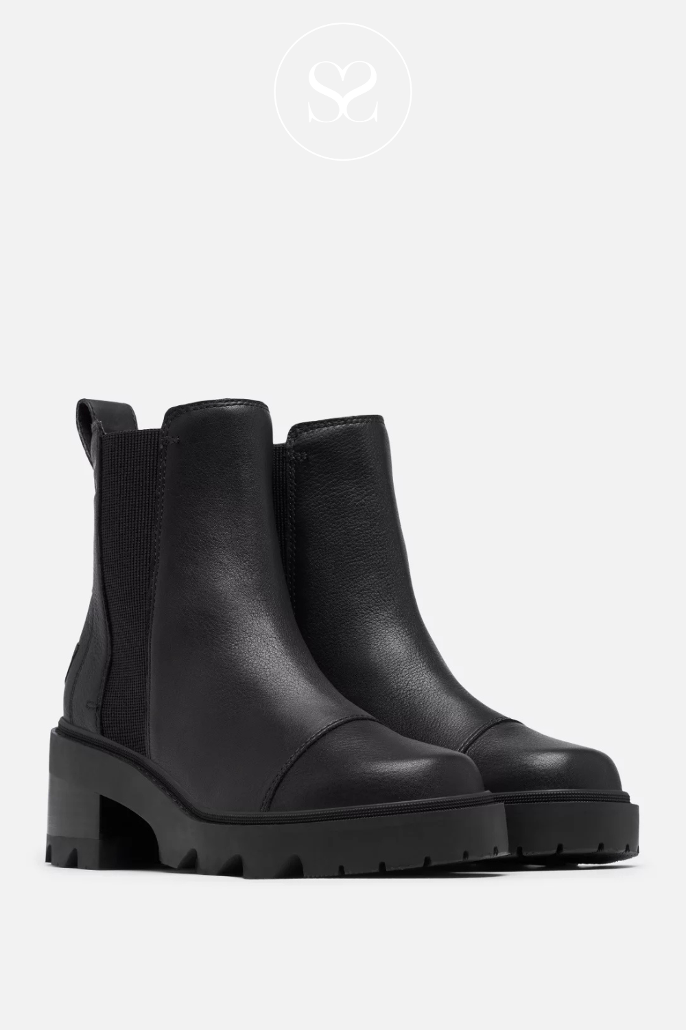 Sorel Joan Now - Black Waterproof Heeled Chelsea Boots Ireland