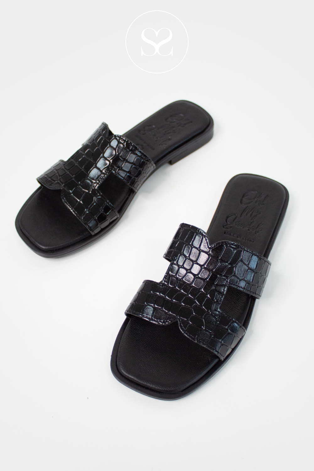 dressy flat black slider sandals from oh my sandals