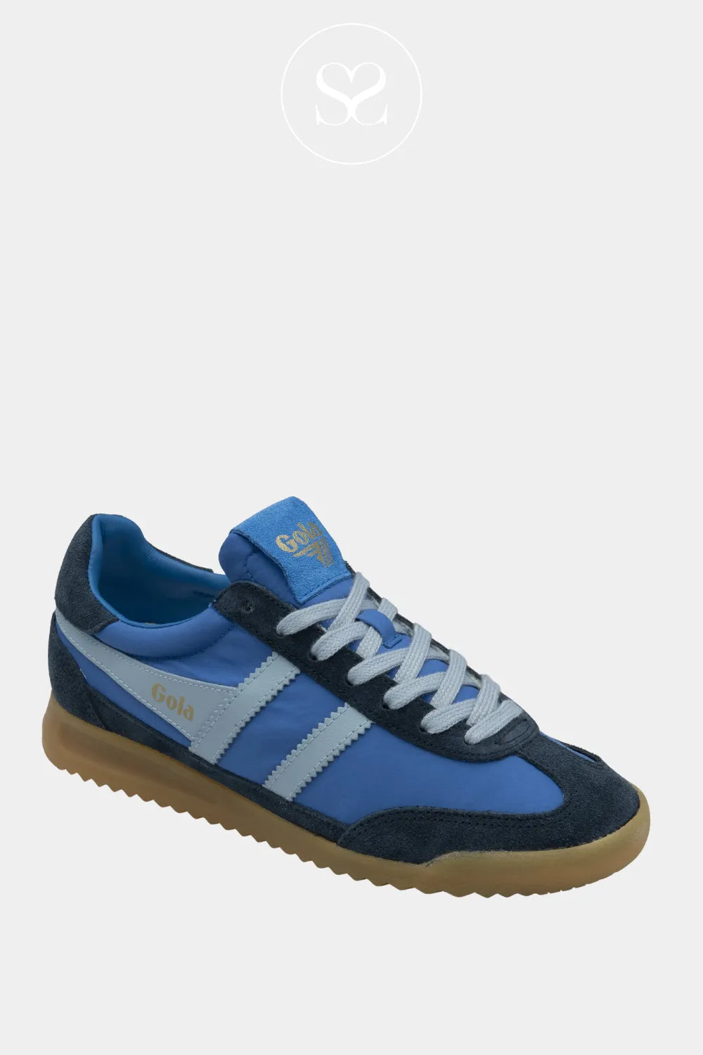 GOLA SPORTY STYLE SNEAKERS FOR WOMEN WITH BLUE LACES AND NAVY SUEDE DETAIL