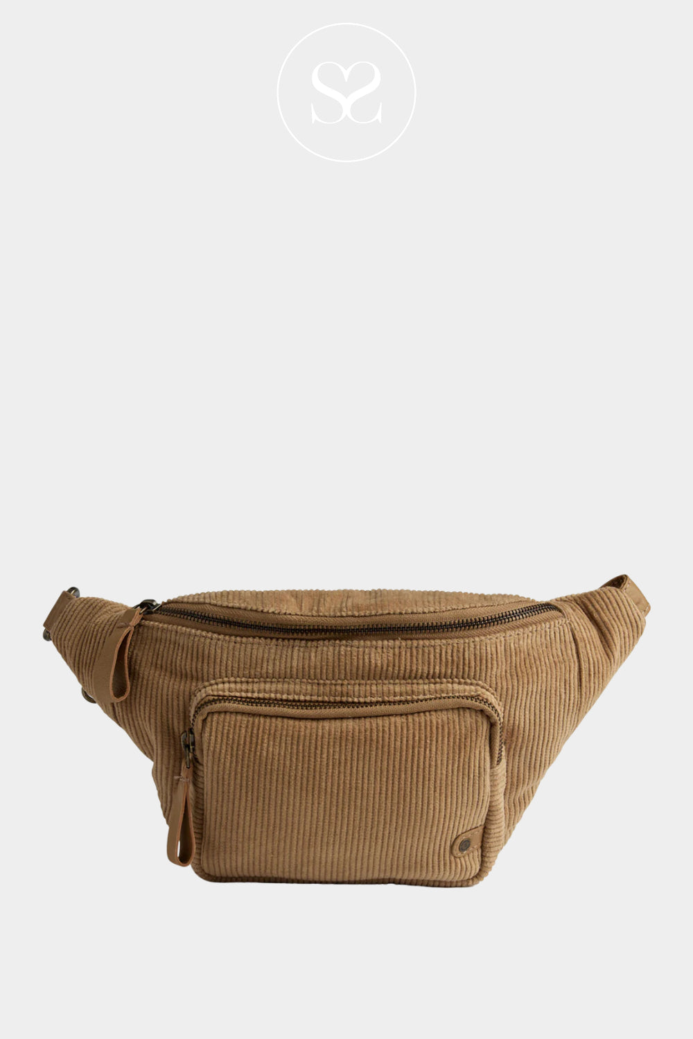 Depeche - Beige Corduroy Crossbody Bum Bag - 16712