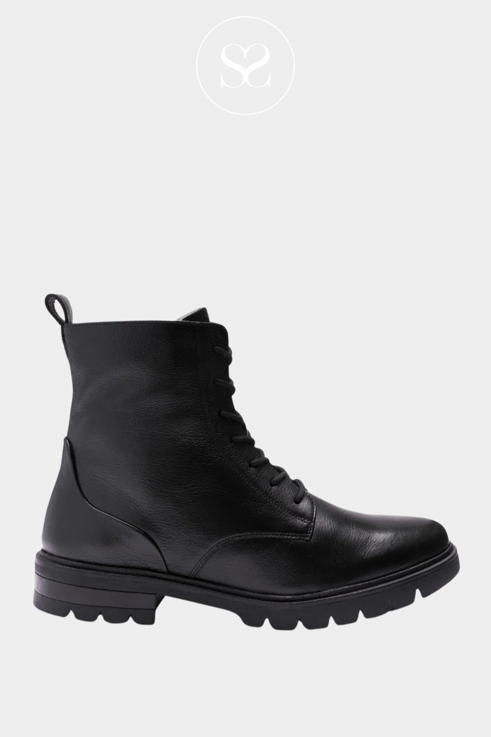 ARA BLACK LEATHER LACE-UP ANKLE BOOTS 12-11260