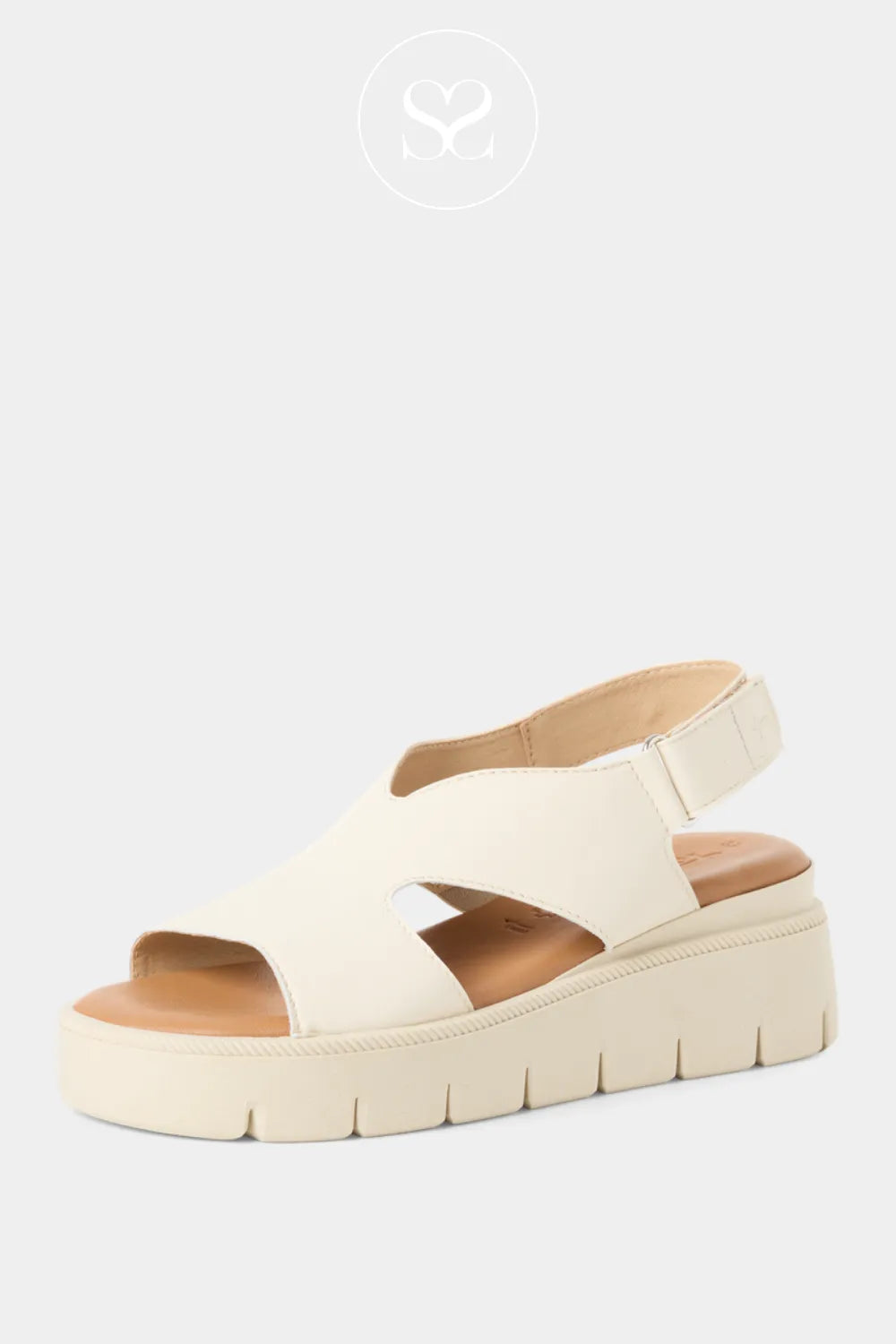 Tamaris Off-White Sling Back Chunky Sandals 1-28270-42 Effortlessly stylish neutral tone for versatile wear