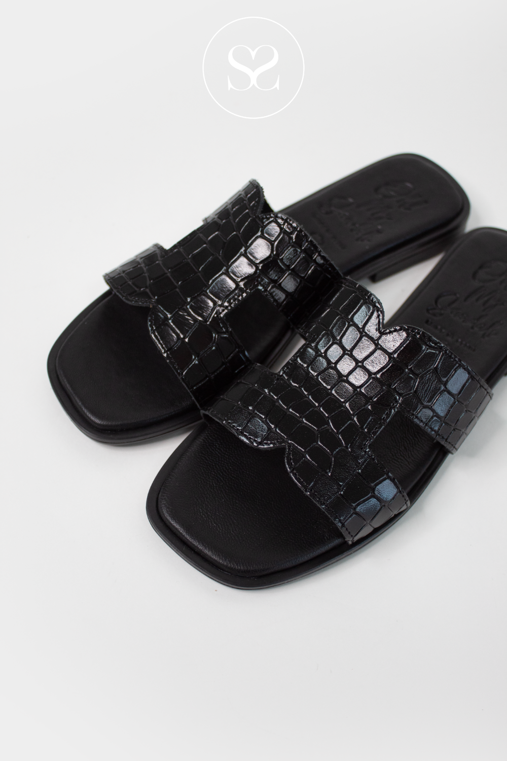 black leather mule sandals from Oh! My Sandals online in Ireland