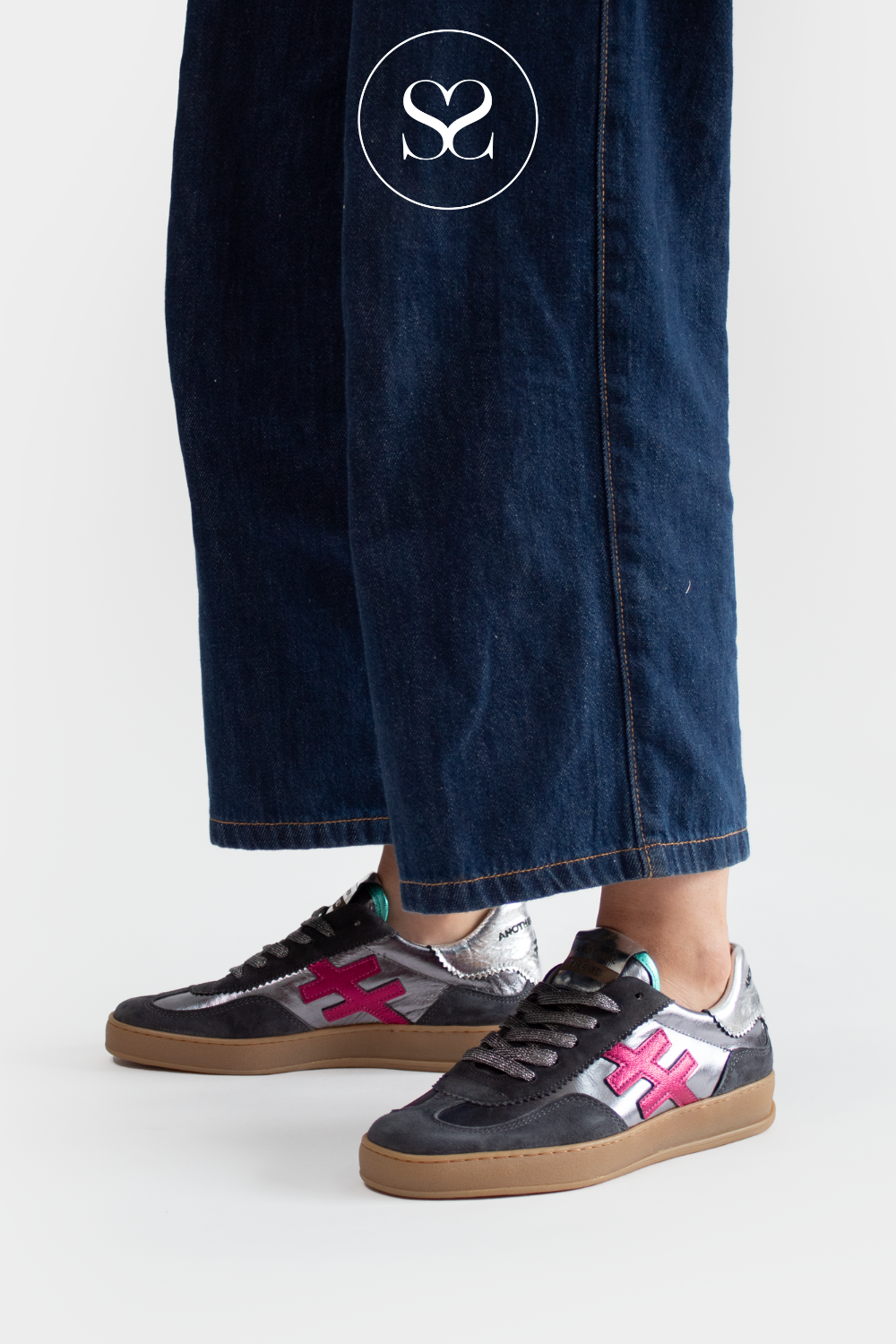 Another Trend Grey, Silver & Pink Trainers - A032-80 Iconic II