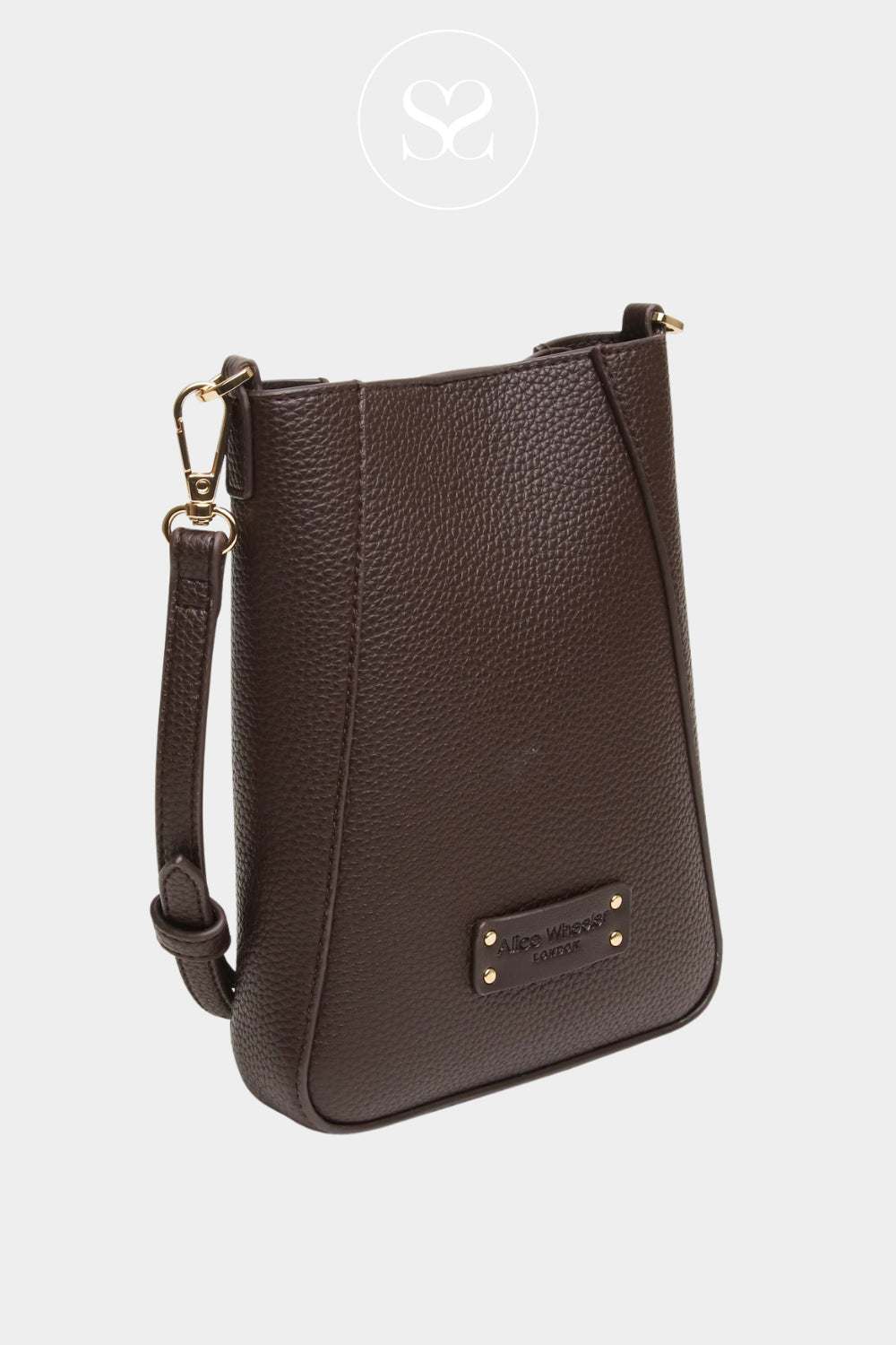 ALICE WHEELER CHOCOLATE BROWN CROSSBODY PHONE BAG KENSINGTON