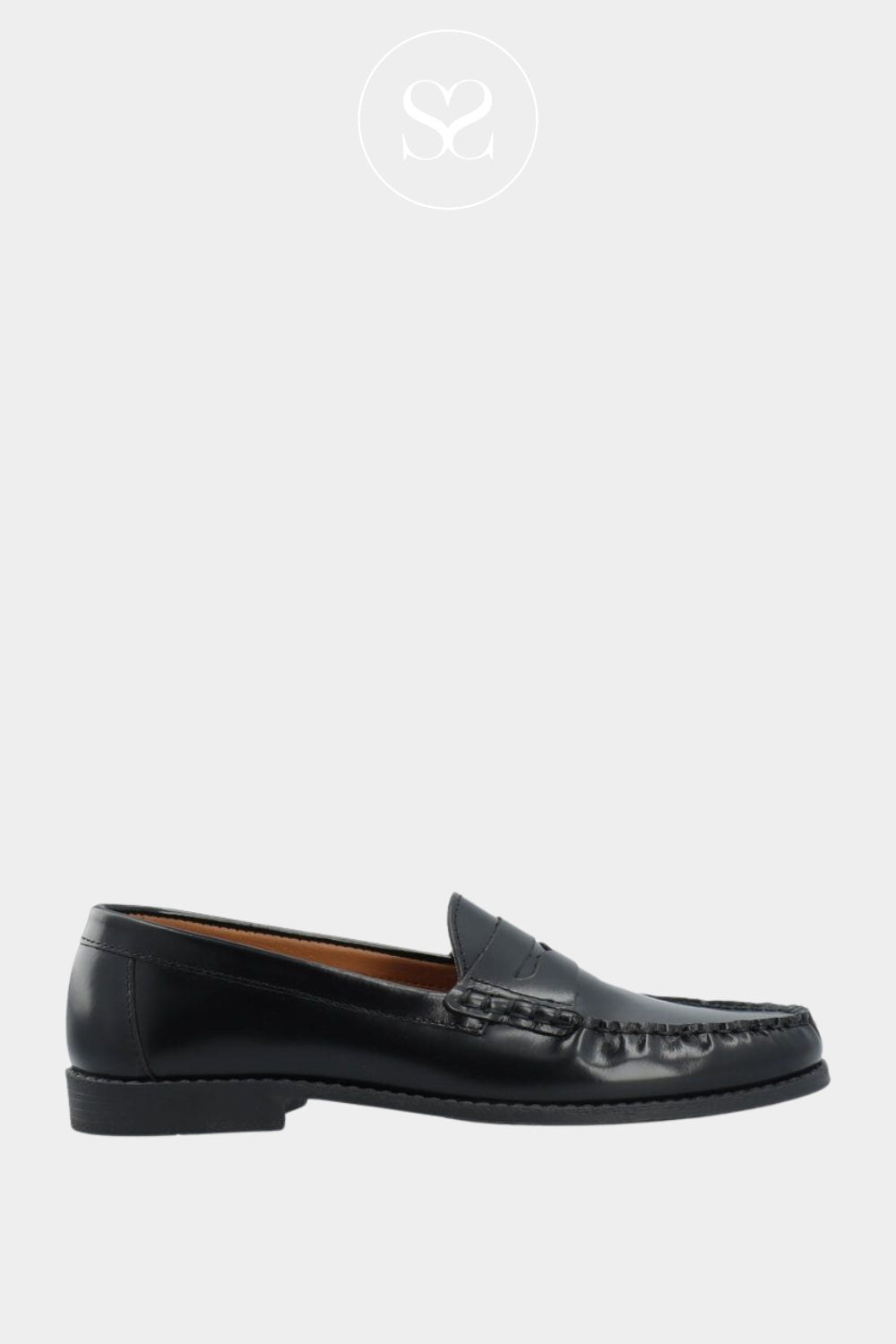 Bianco Black Leather Penny Loafers - Biacarma IRELAND