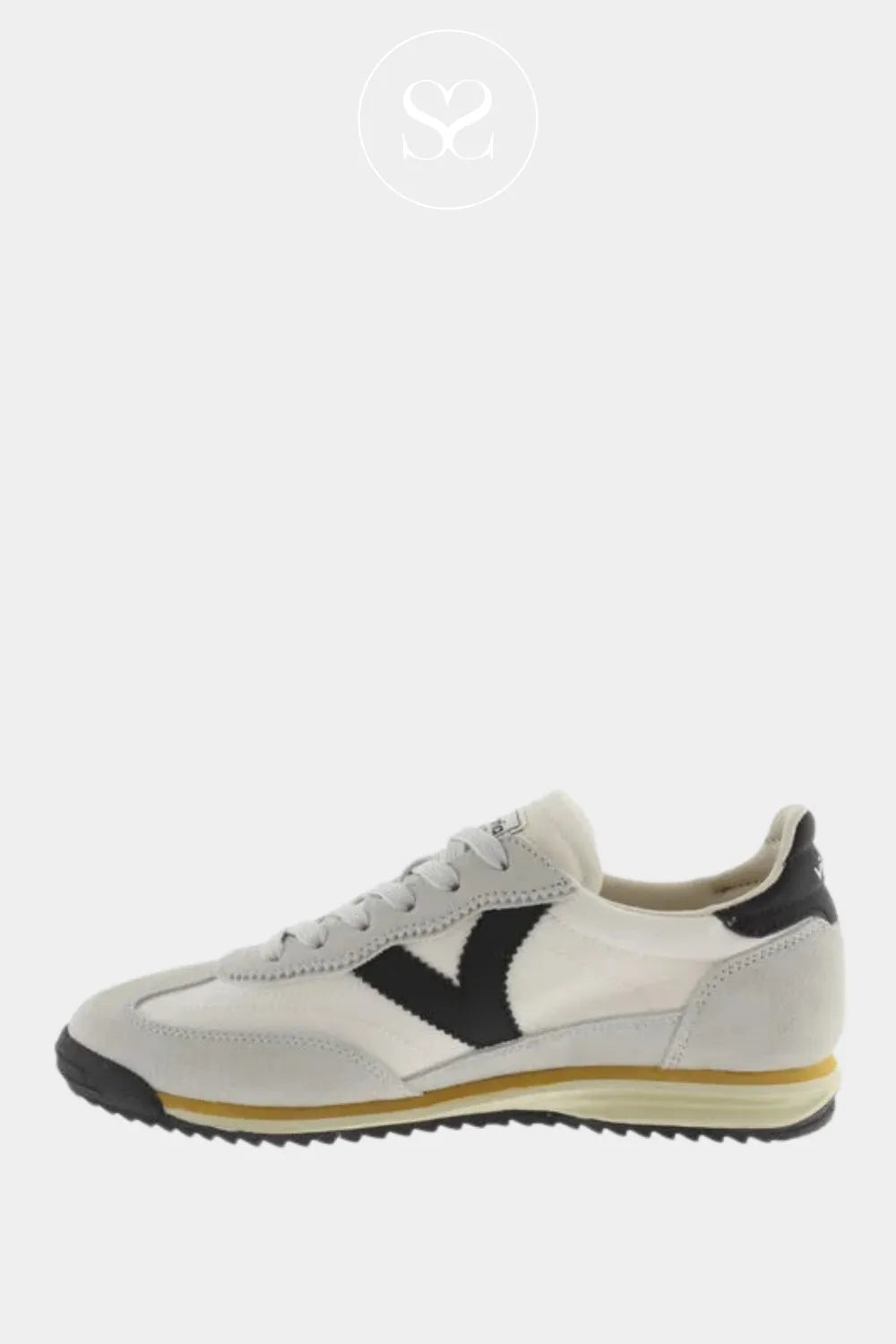 White sneakers with suede details and serrated sole from Victoria