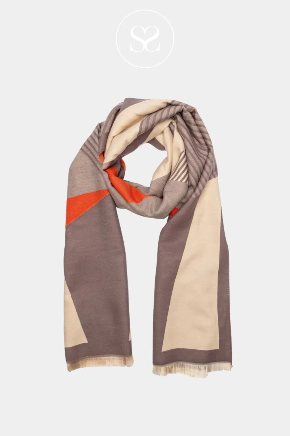 ELIE BEAUMONT WINTER SCARF - GREY/CREAM ART DECO IRELAND