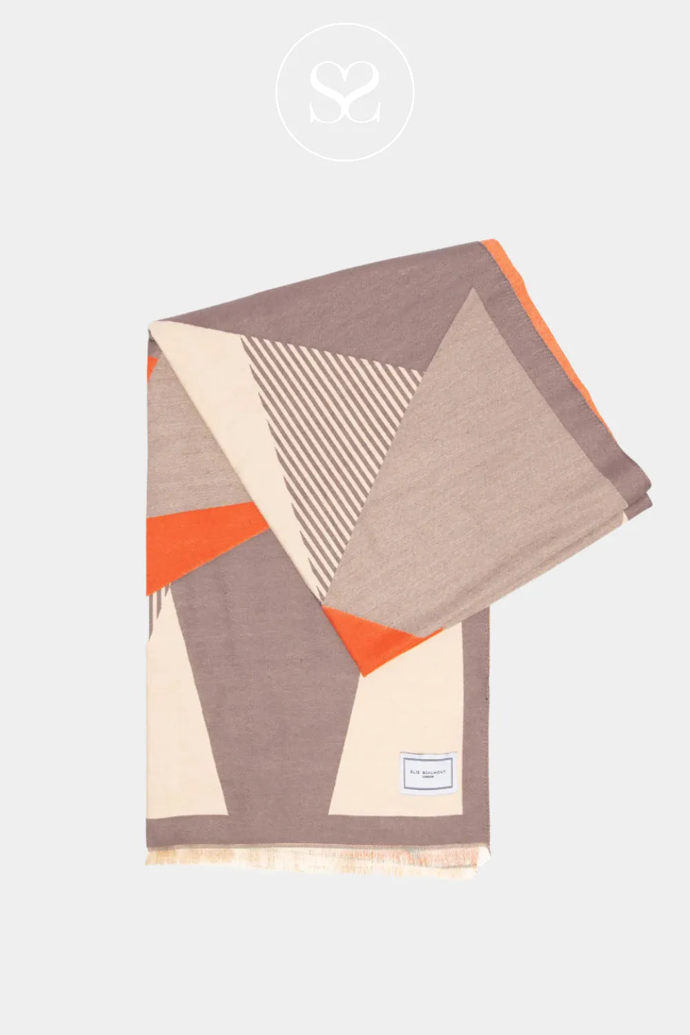 ELIE BEAUMONT WINTER SCARF - GREY/CREAM ART DECO GIFTING 