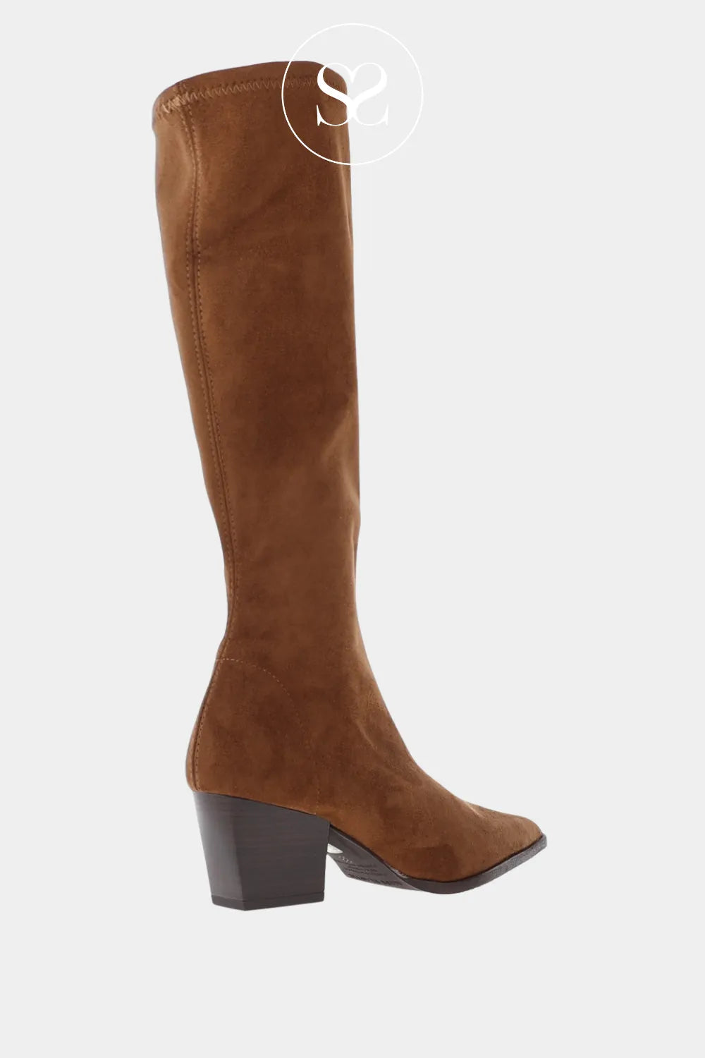 MISS ELASTIC BROWN / TAN SUEDE KNEE HIGH SOCK BOOTS - 78150 IRELAND