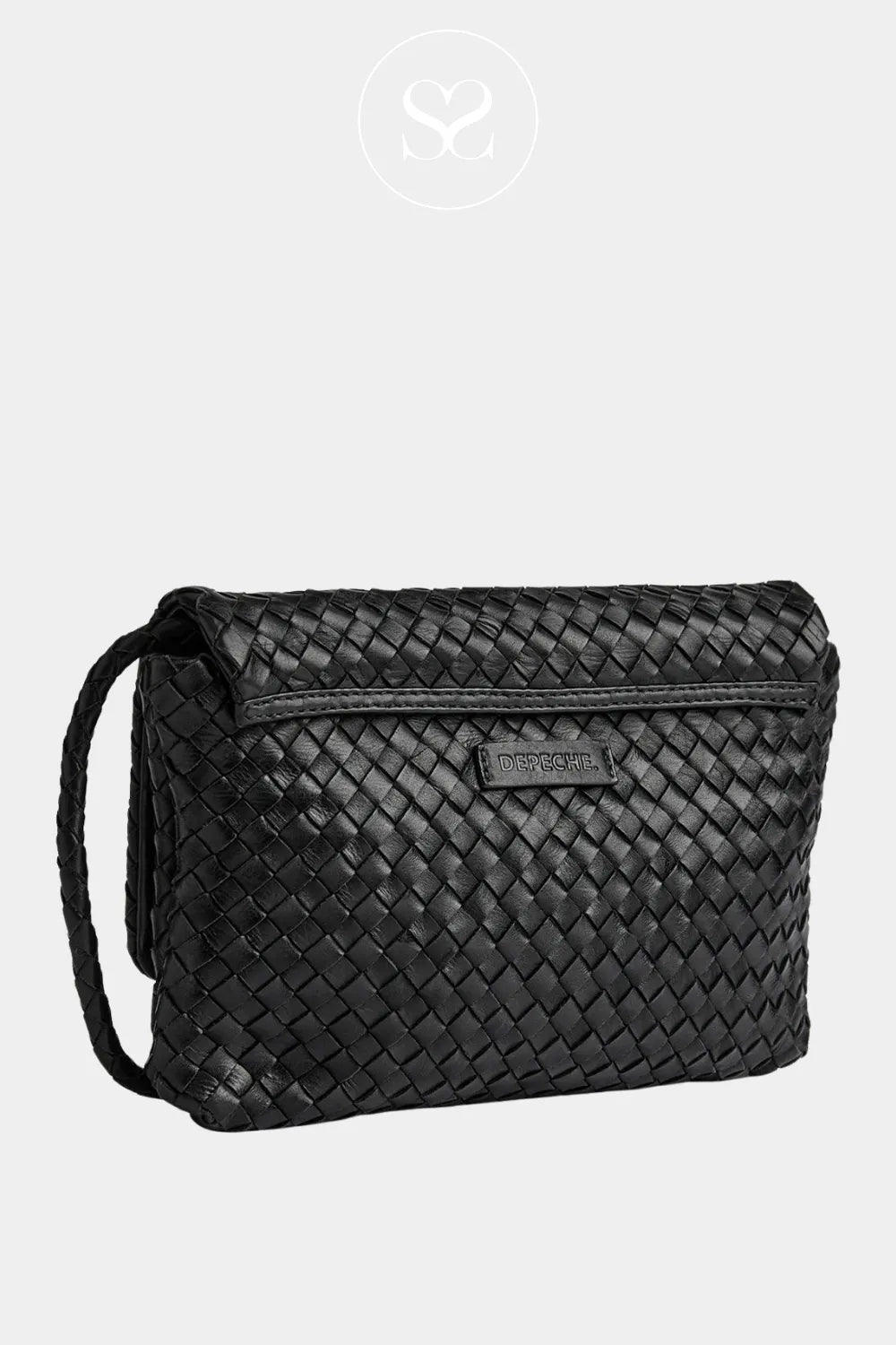 DEPECHE BLACK LEATHER CROSSOVER CLUTCH BAG - 16690