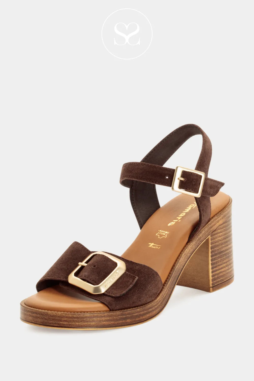 Tamaris Chocolate Brown Block Heel Sandals 1-28303-46