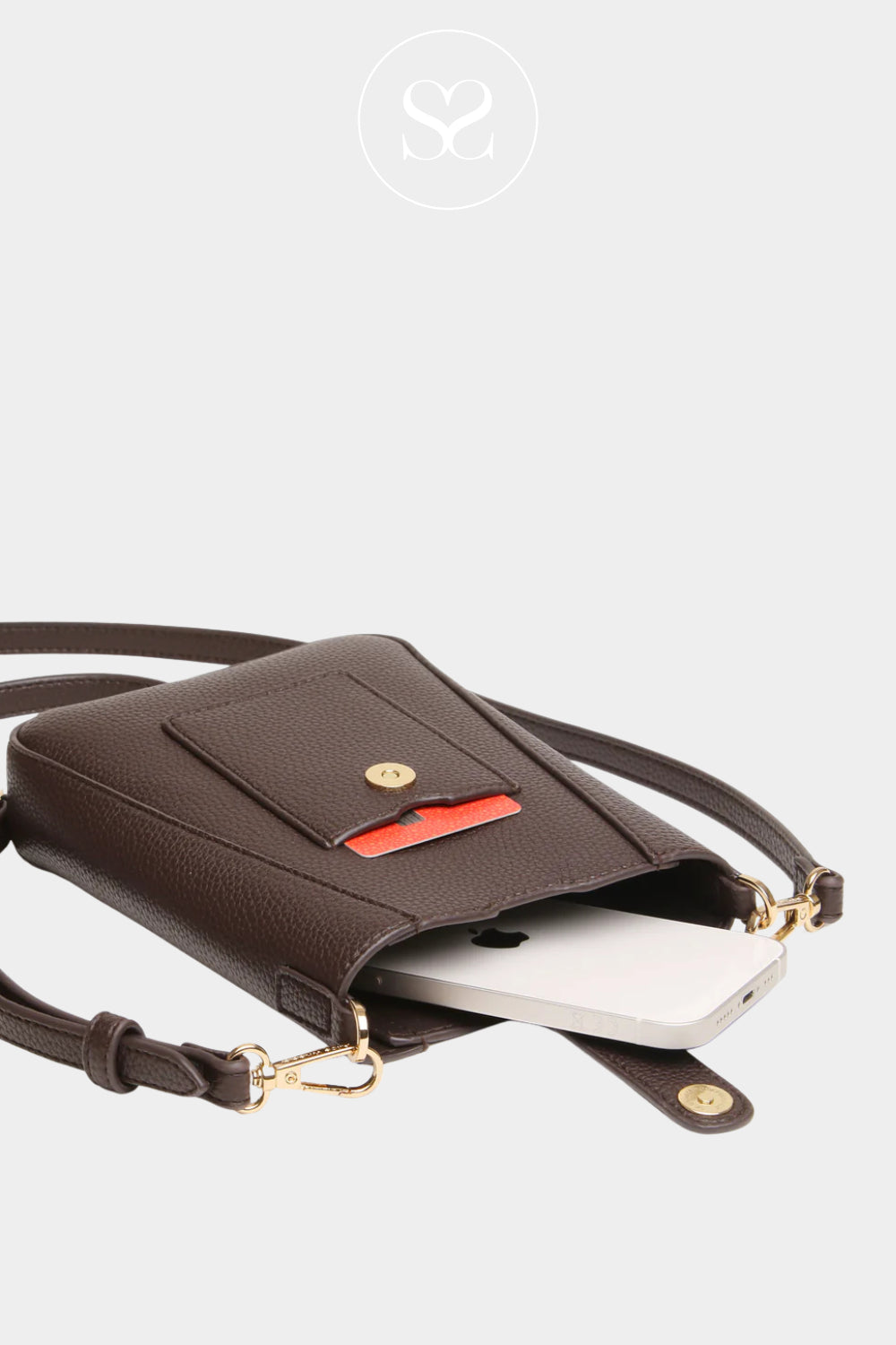 ALICE WHEELER SMALL  CHOCOLATE BROWN PHONE BAG FOR WOMEN 