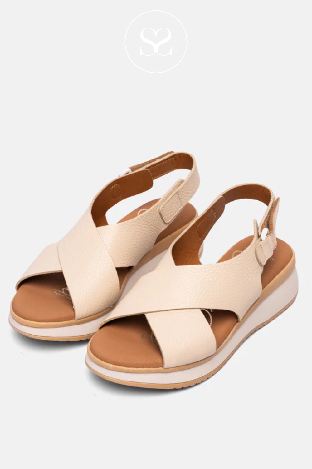 Oh My Sandals Off-white Wedge Walking Sandals 5943