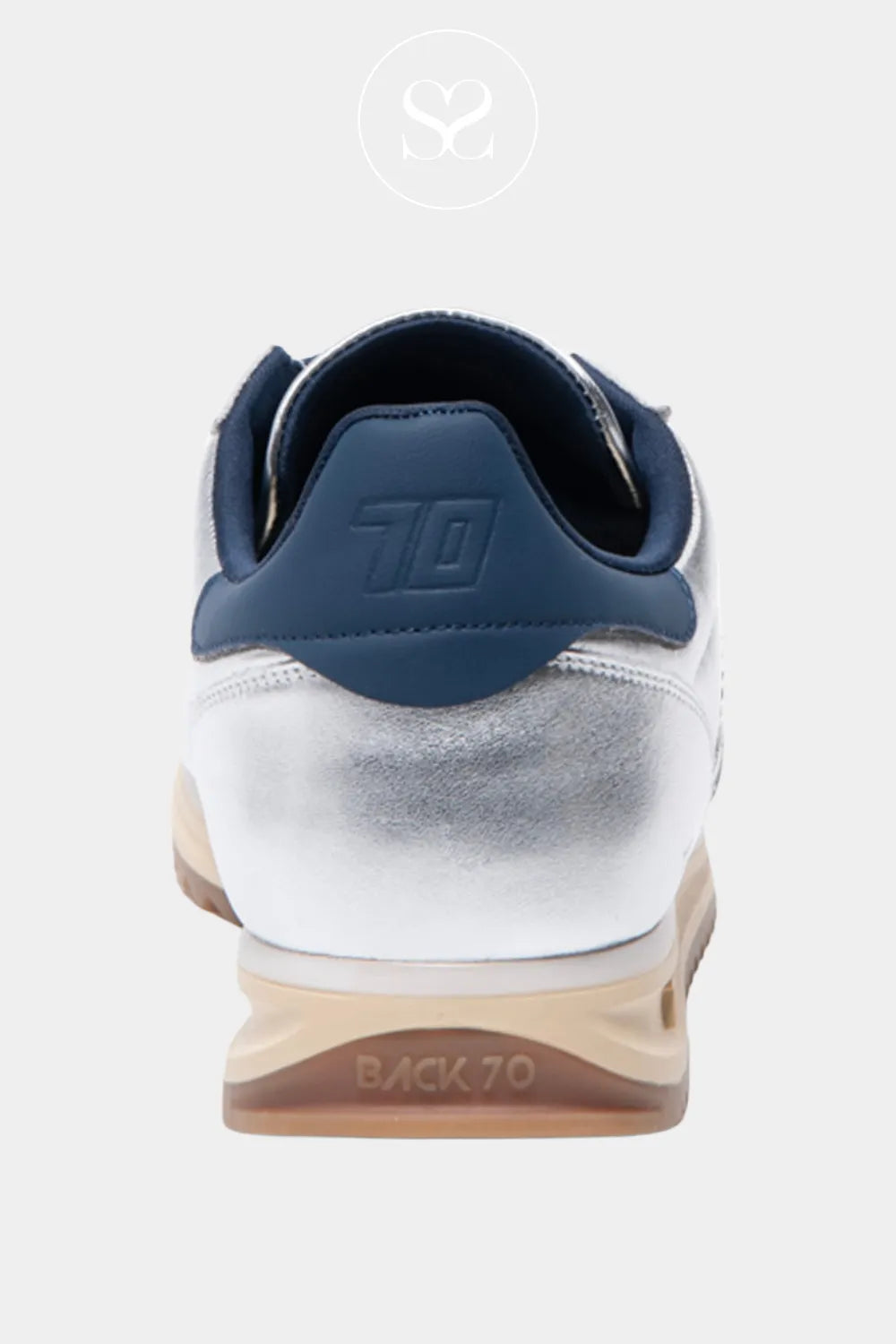BACK70 SILVER AND NAVY SNEAKER WITH CUSHIONED INSOLE