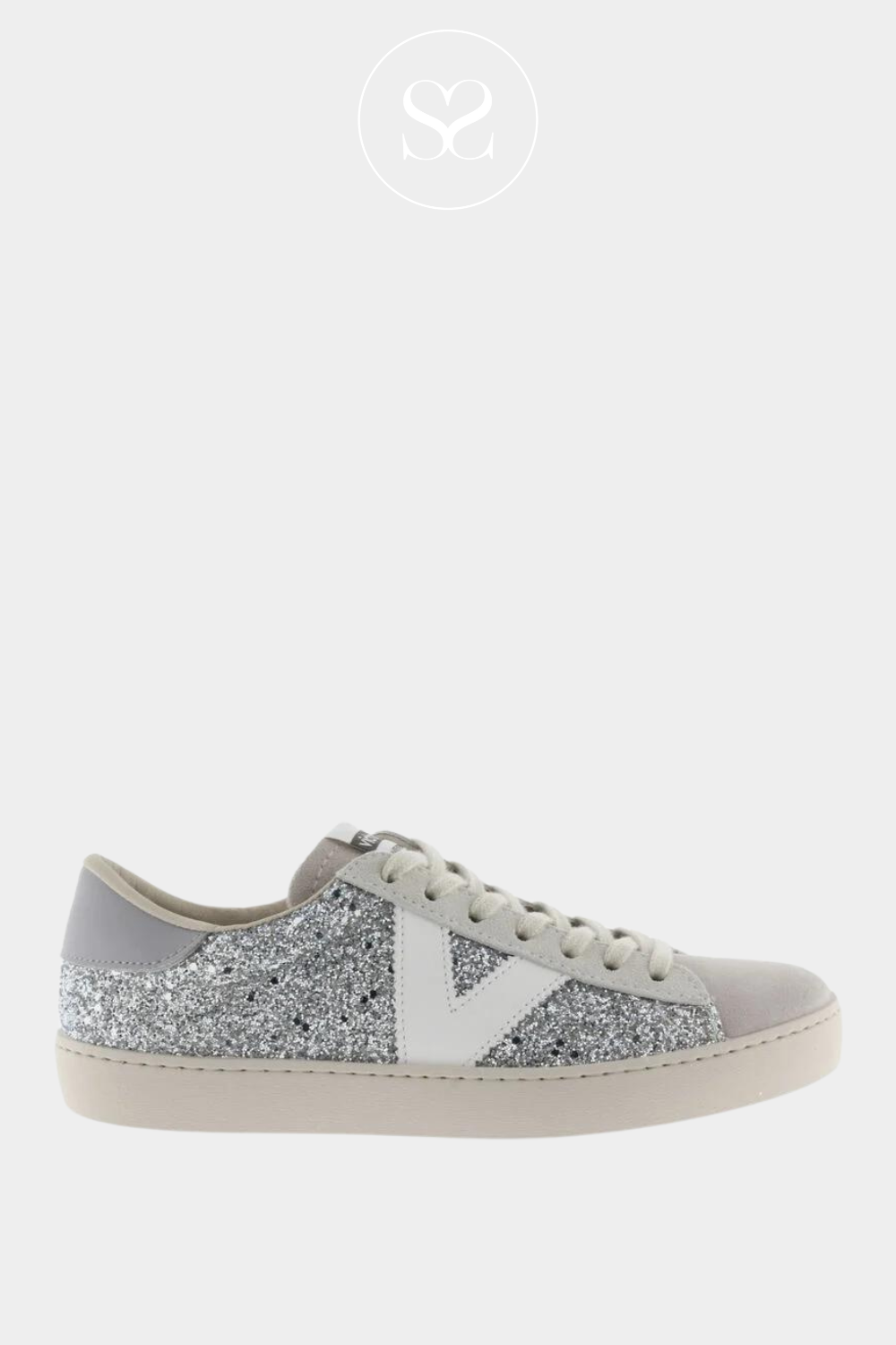 VICTORIA 1-126195 ENCRUSTED SILVER TRAINERS