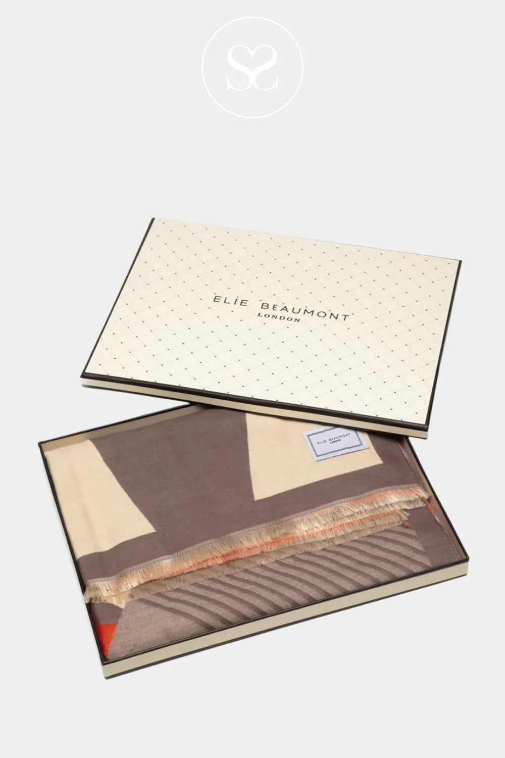 ELIE BEAUMONT WINTER SCARF - GREY/CREAM ART DECO GIFTING IRELAND