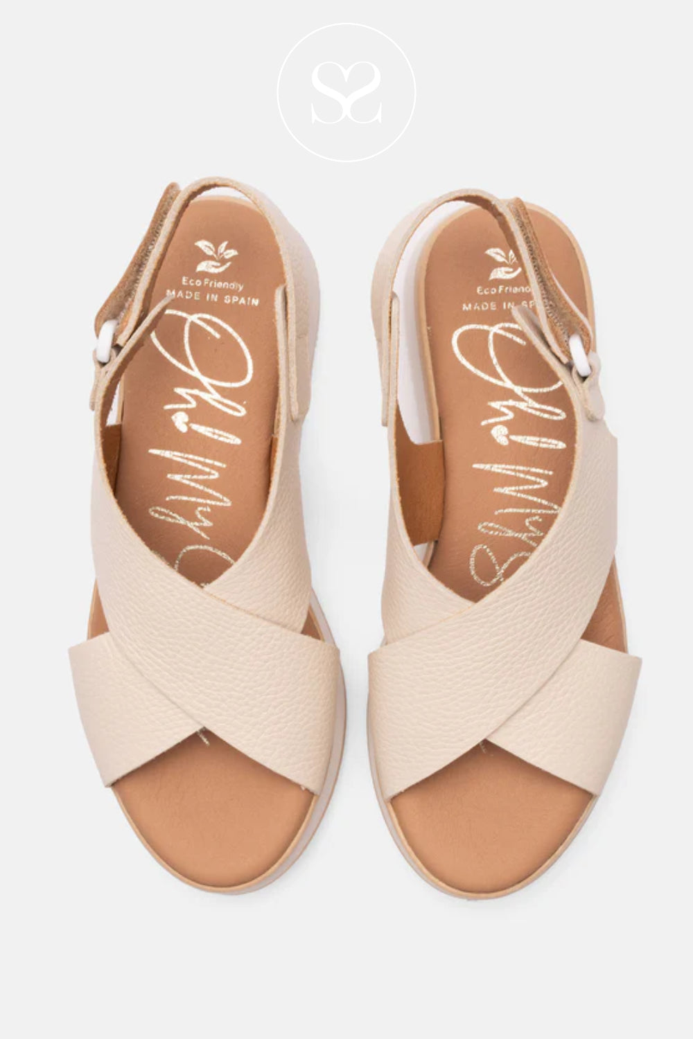 Oh My Sandals Off-white Wedge Walking Sandals 5943