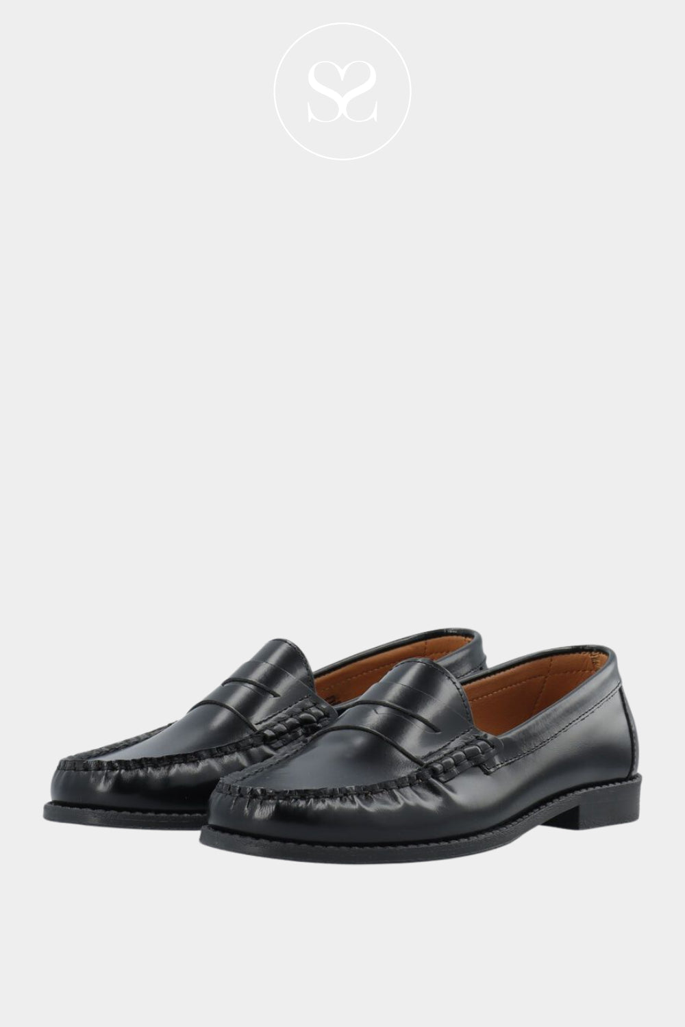 Bianco Black Leather Penny Loafers - Biacarma