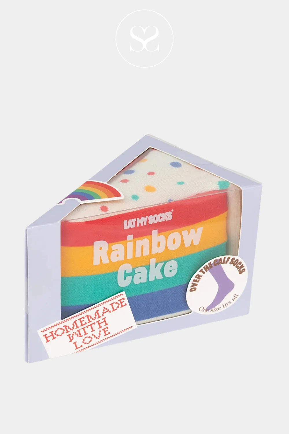 EAT MY SOCKS RAINBOW CAKE SOCKS