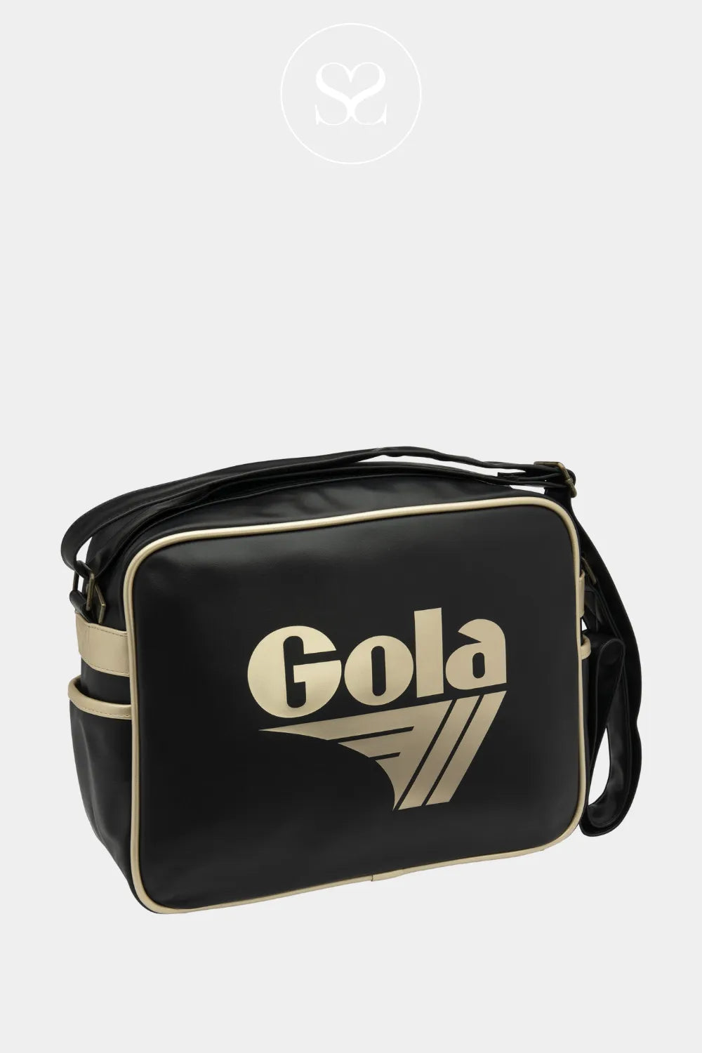 GOLA BLACK/GOLD LEATHER RETRO CROSSBODY BAG REDFORD FOR WOMEN