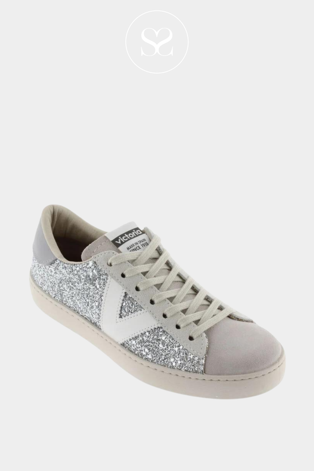 VICTORIA 1-126195 ENCRUSTED SILVER TRAINERS