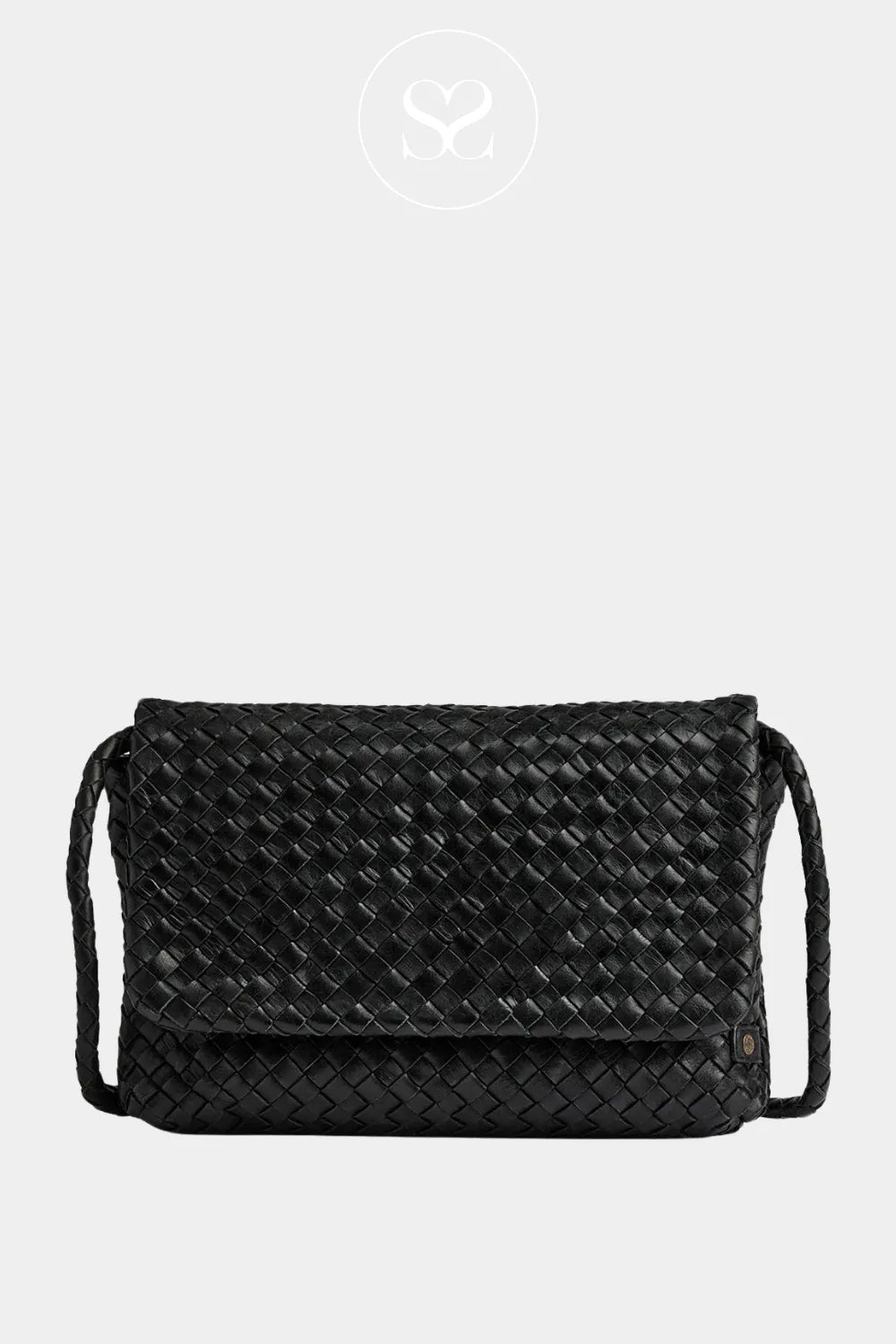 DEPECHE BLACK LEATHER CROSSOVER CLUTCH BAG - 16690