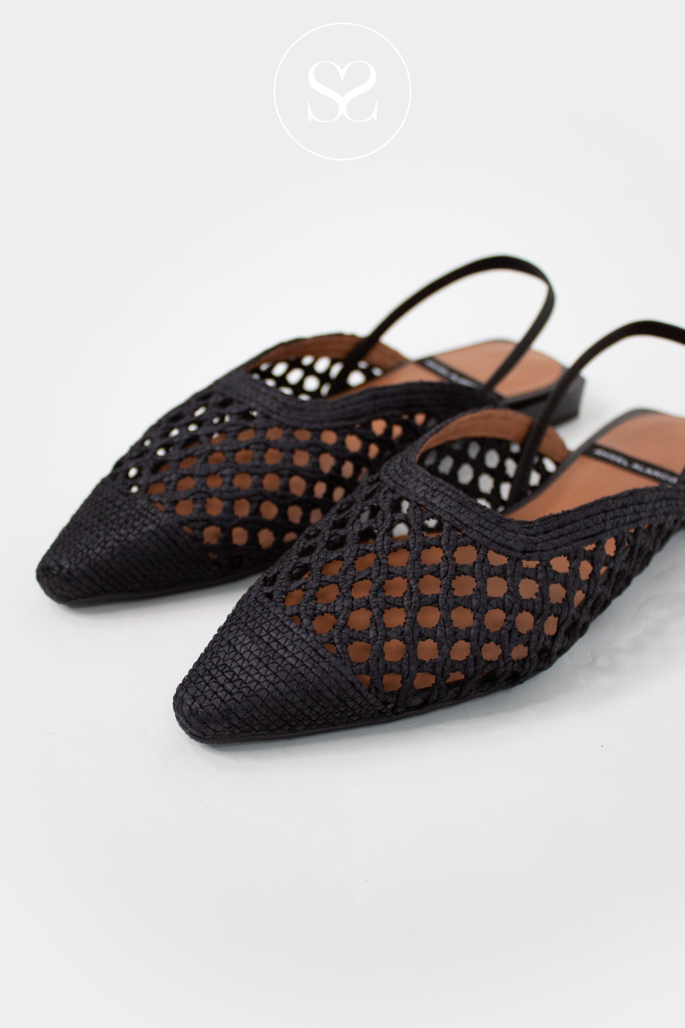 Angel Alarcon Black basket weave Sling-back Pumps Gaia