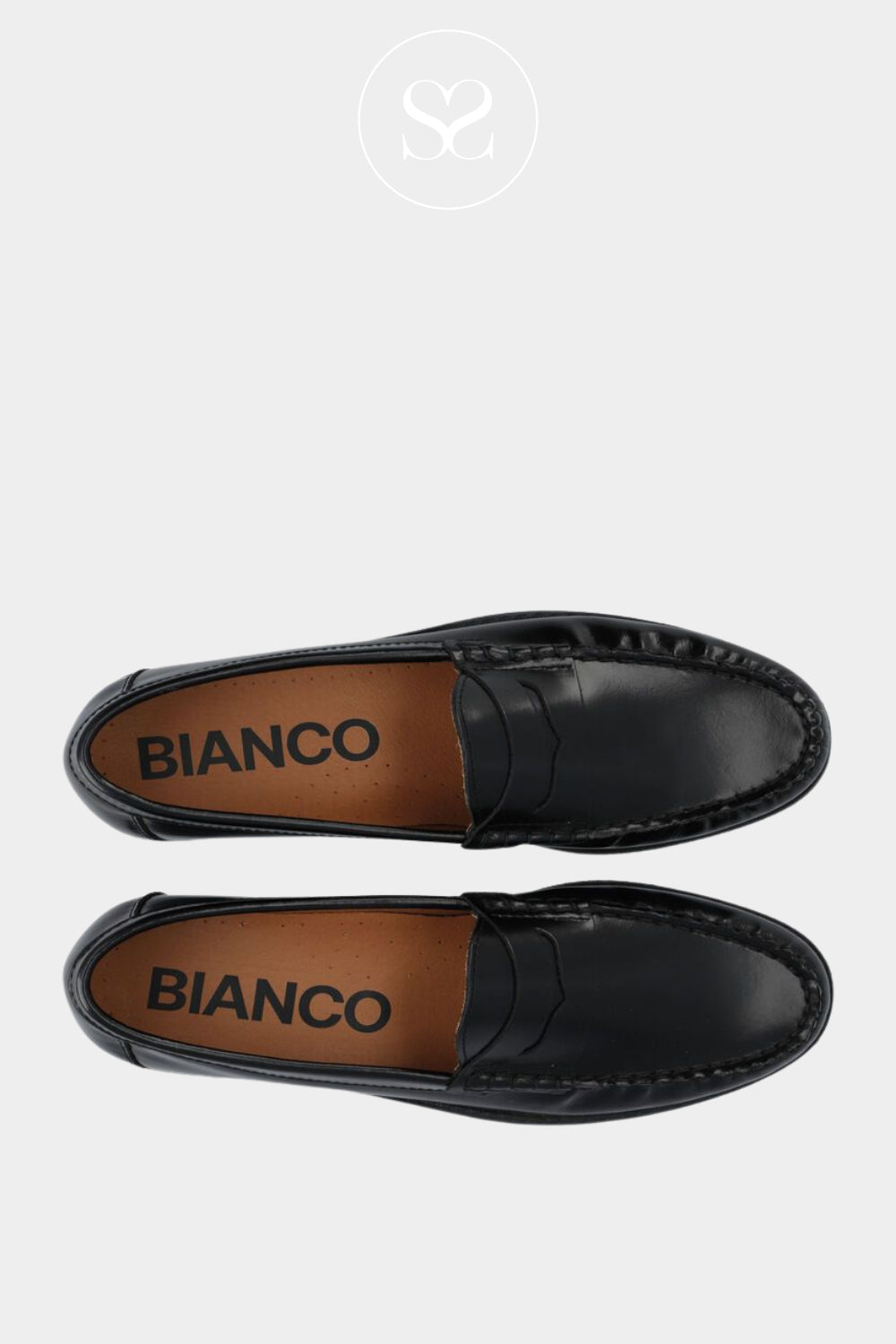Bianco Black Leather Penny Loafers - Biacarma