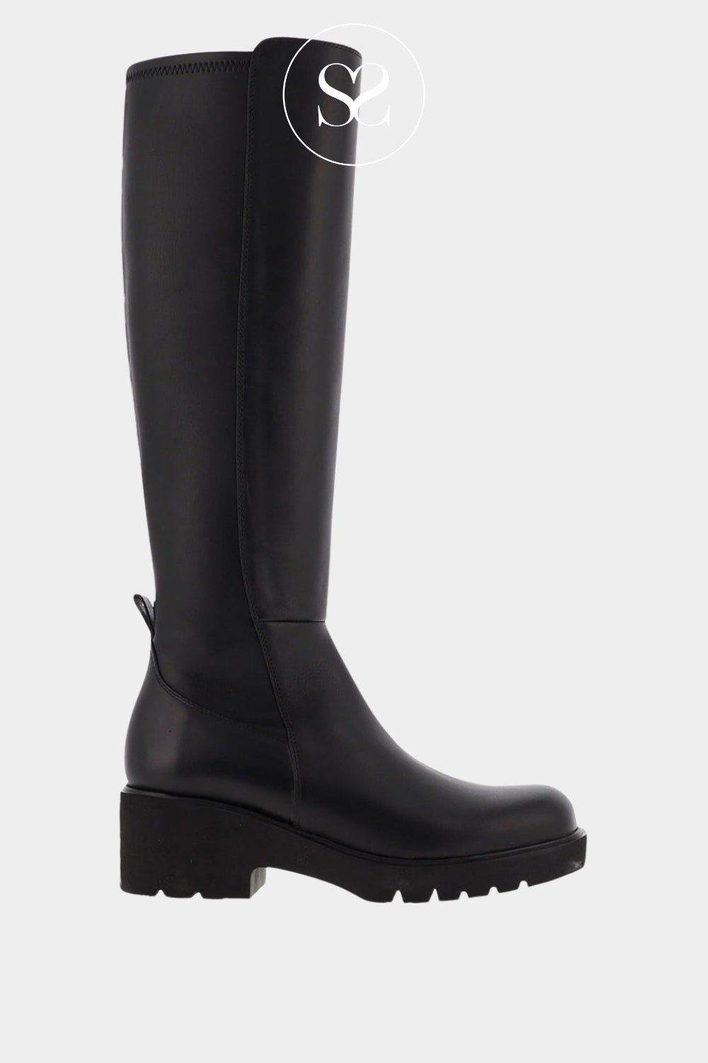 UNISA BLACK KNEE HIGH LEATHER BOOTS - JABILO