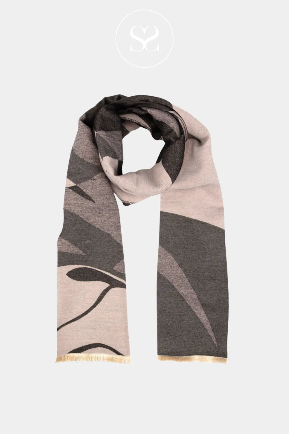 ELIE BEAUMONT WINTER SCARF - BLACK/GREY/PINK IMPRESSION