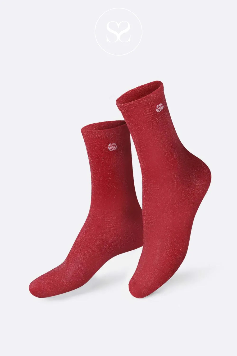 EAT MY SOCKS PRETTY ROSE RED SOCKS