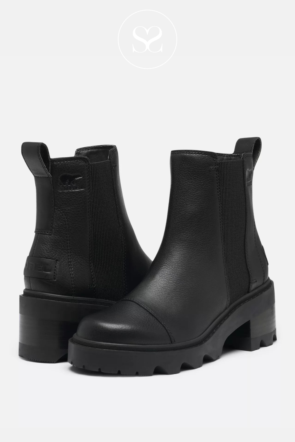 Waterproof black leather pull on boots from Sorel