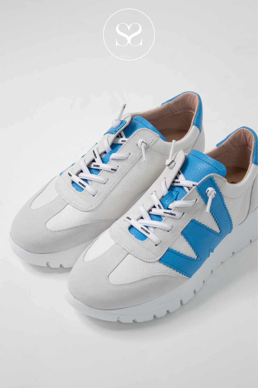 WONDERS A-2476 BLUE/WHITE PULL ON SOFT TRAINERS. WONDERS SNEAKERS IRELAND.