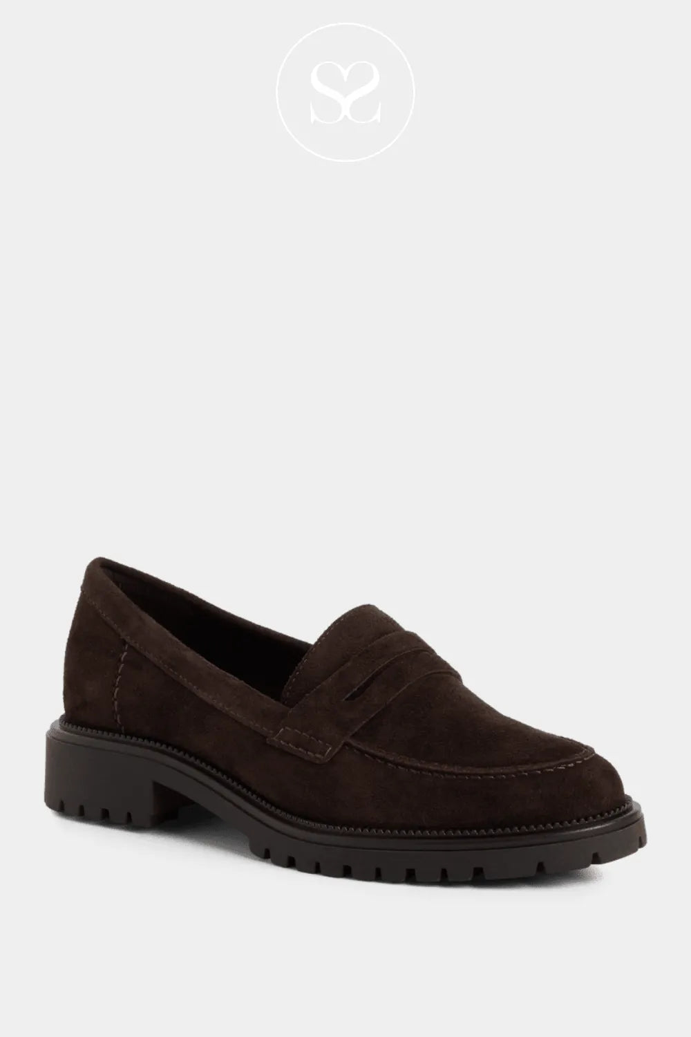 Chocolate brown shoes. 