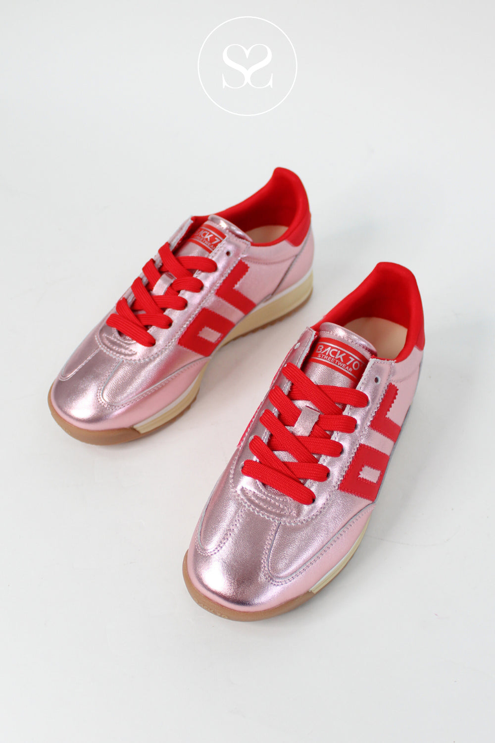 BACK70 PINK LEATHER RETRO JOGGER TRAINERS FOR WOMEN IRELAND