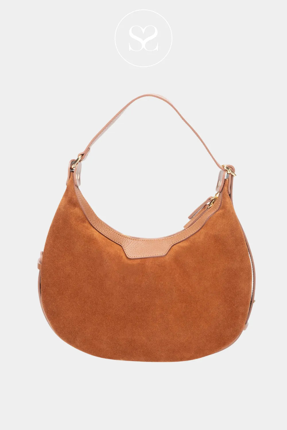 ELIE BEAUMONT TAN SUEDE SHOULDER HANDBAG CRESCENT