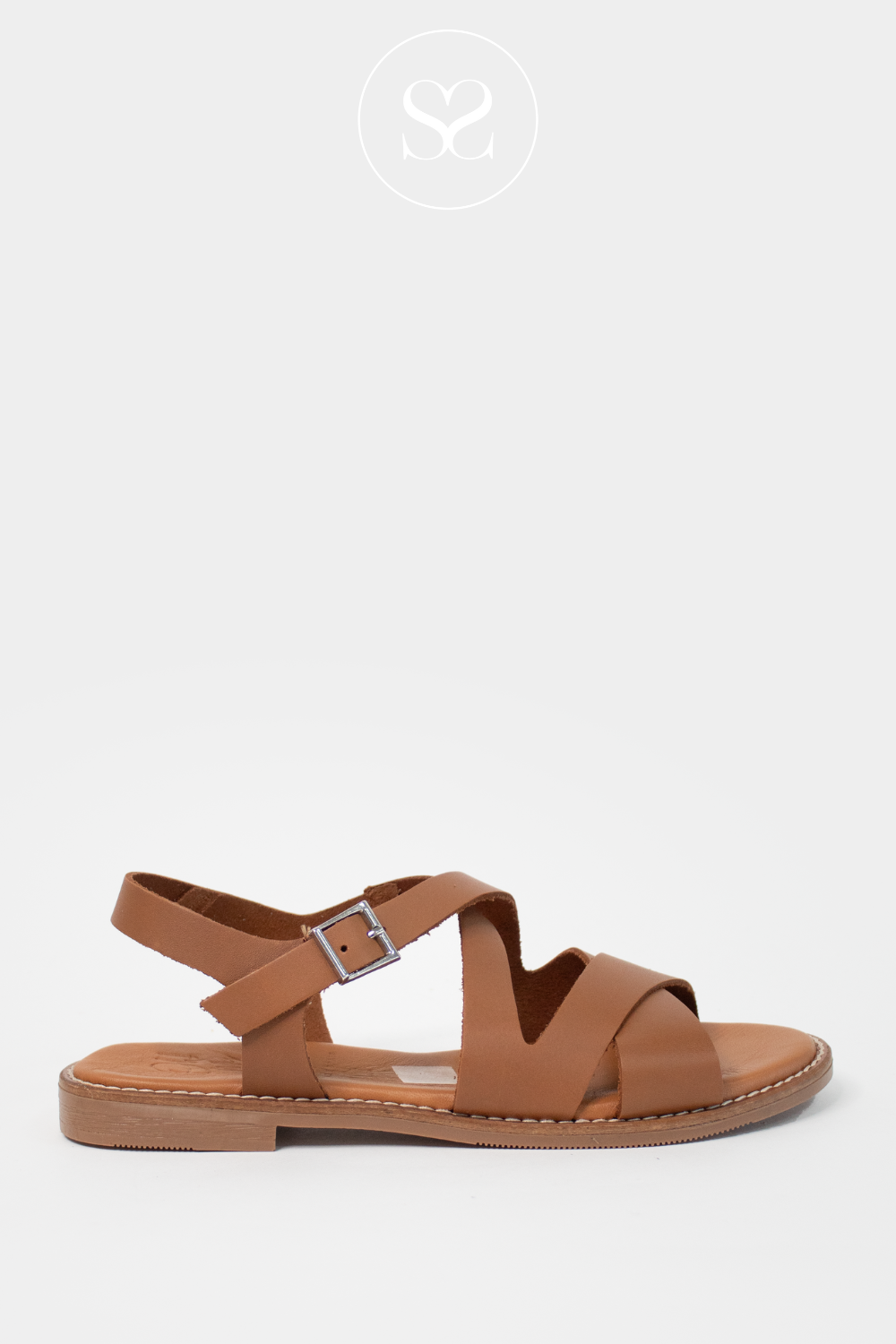 OH MY SANDALS 5572 TAN LEATHER FLAT SANDALS