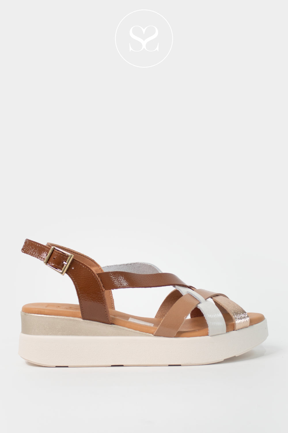 Oh My Sandals Tan Wedge Sandals 5960 - Ireland