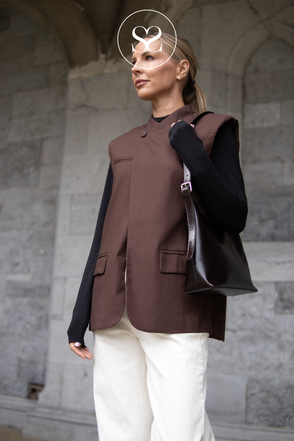 Chocolate Brown Structured Vest - G15125