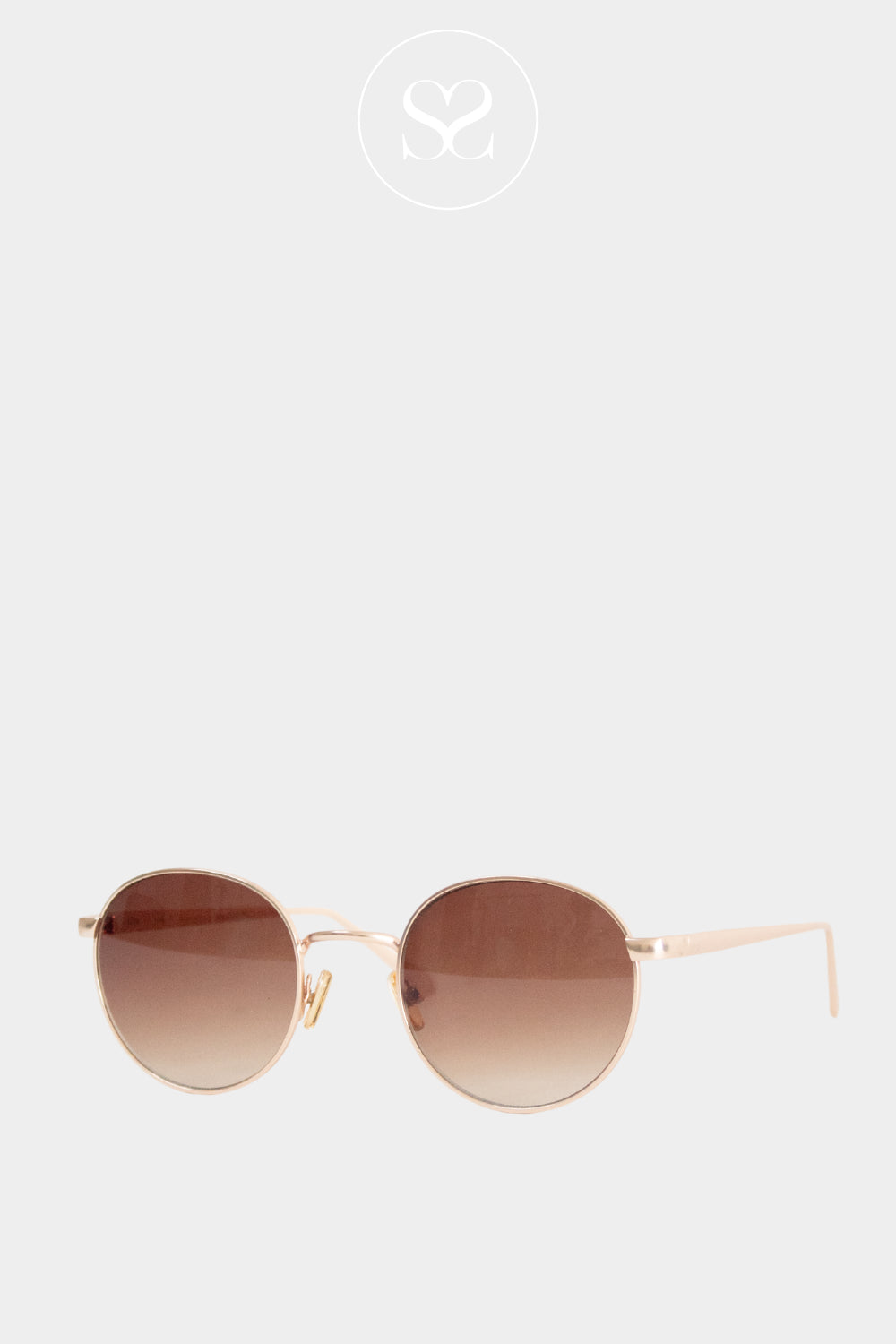 Eco Shades Brown Rounded Metal Sunglasses - Vang Gold