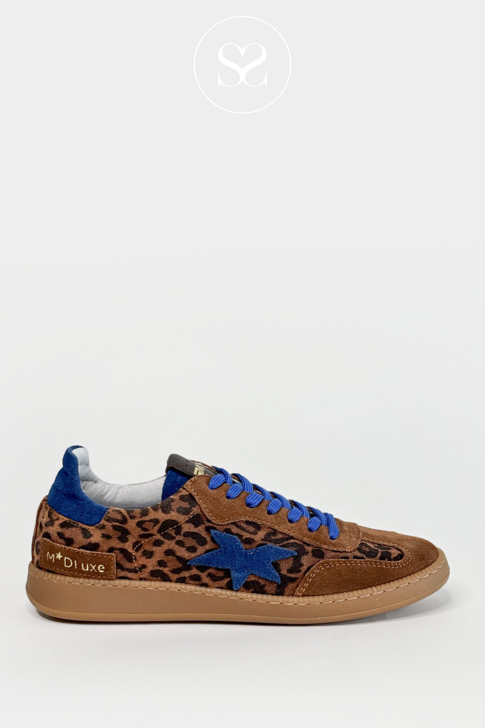 MELINE BROWN SUEDE ANIMAL PRINT TRAINERS A-359