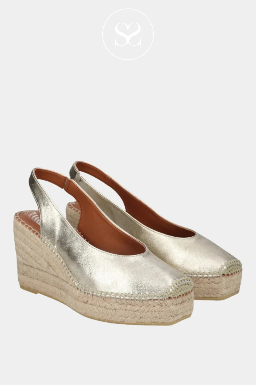 Metallic gold espadrille high wedge sole sandals