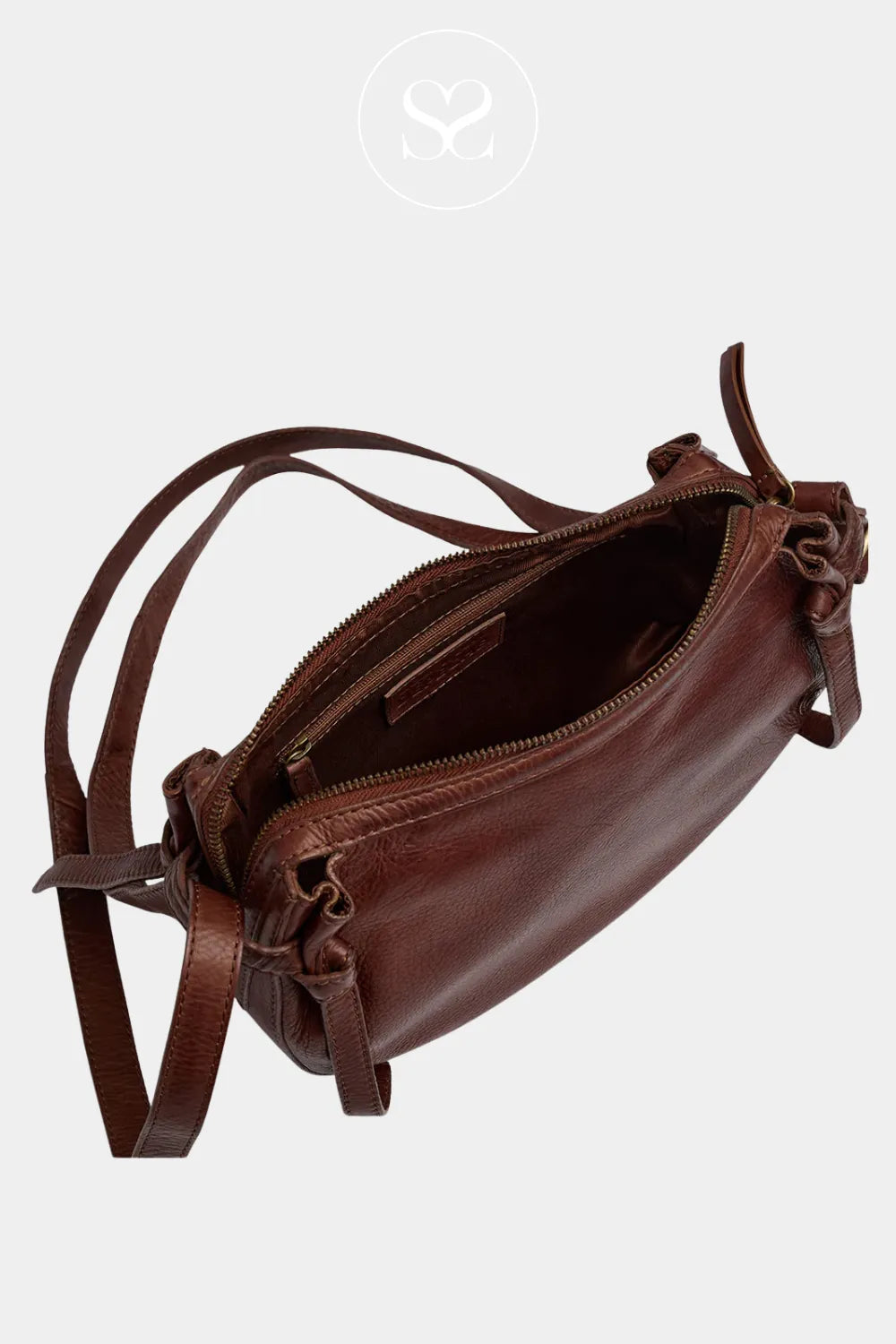 DEPECHE BROWN LEATHER CROSSBODY BAG - 16678