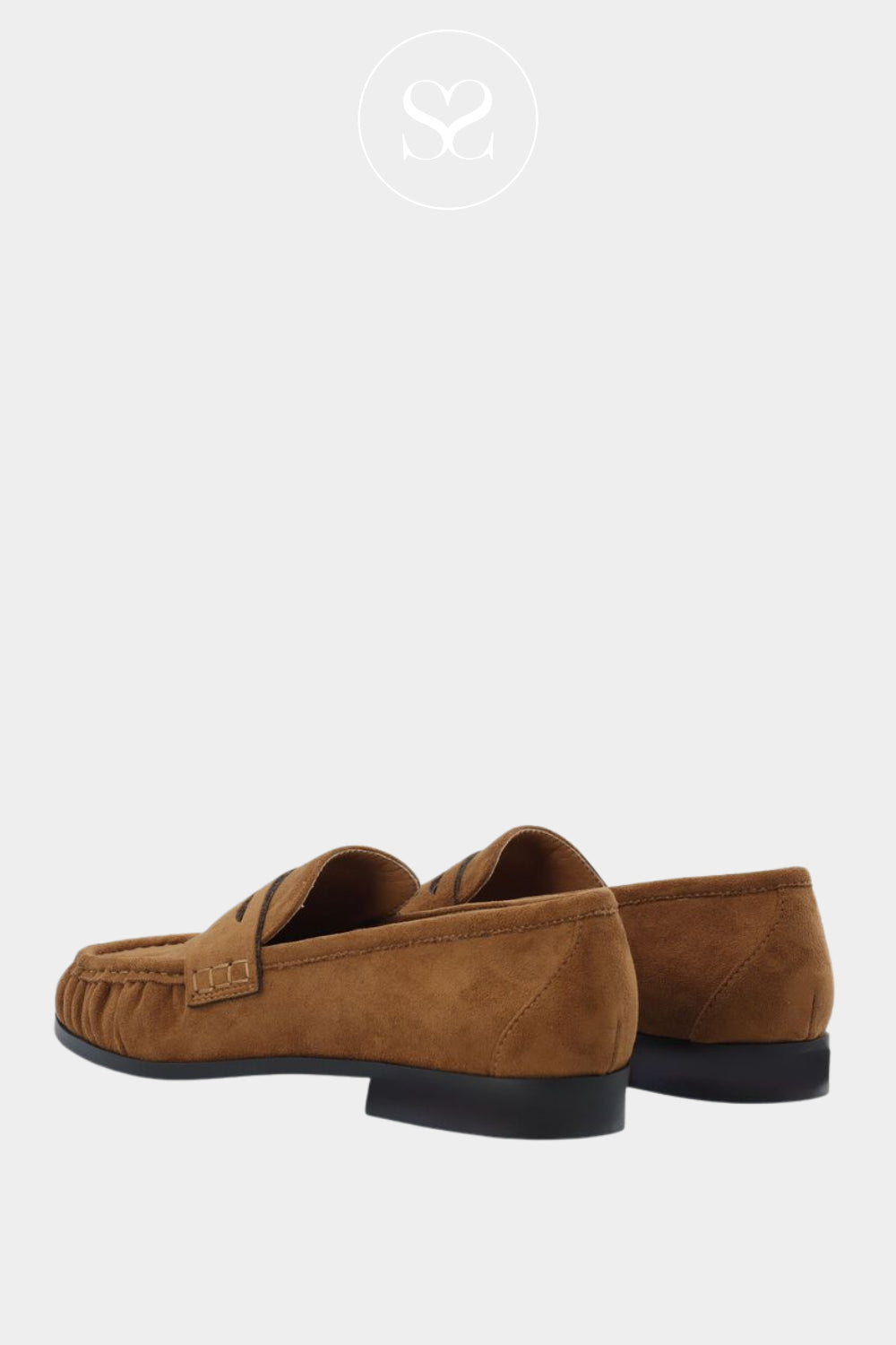 Bianco Tan Faux Suede Penny Loafers - Biacarma