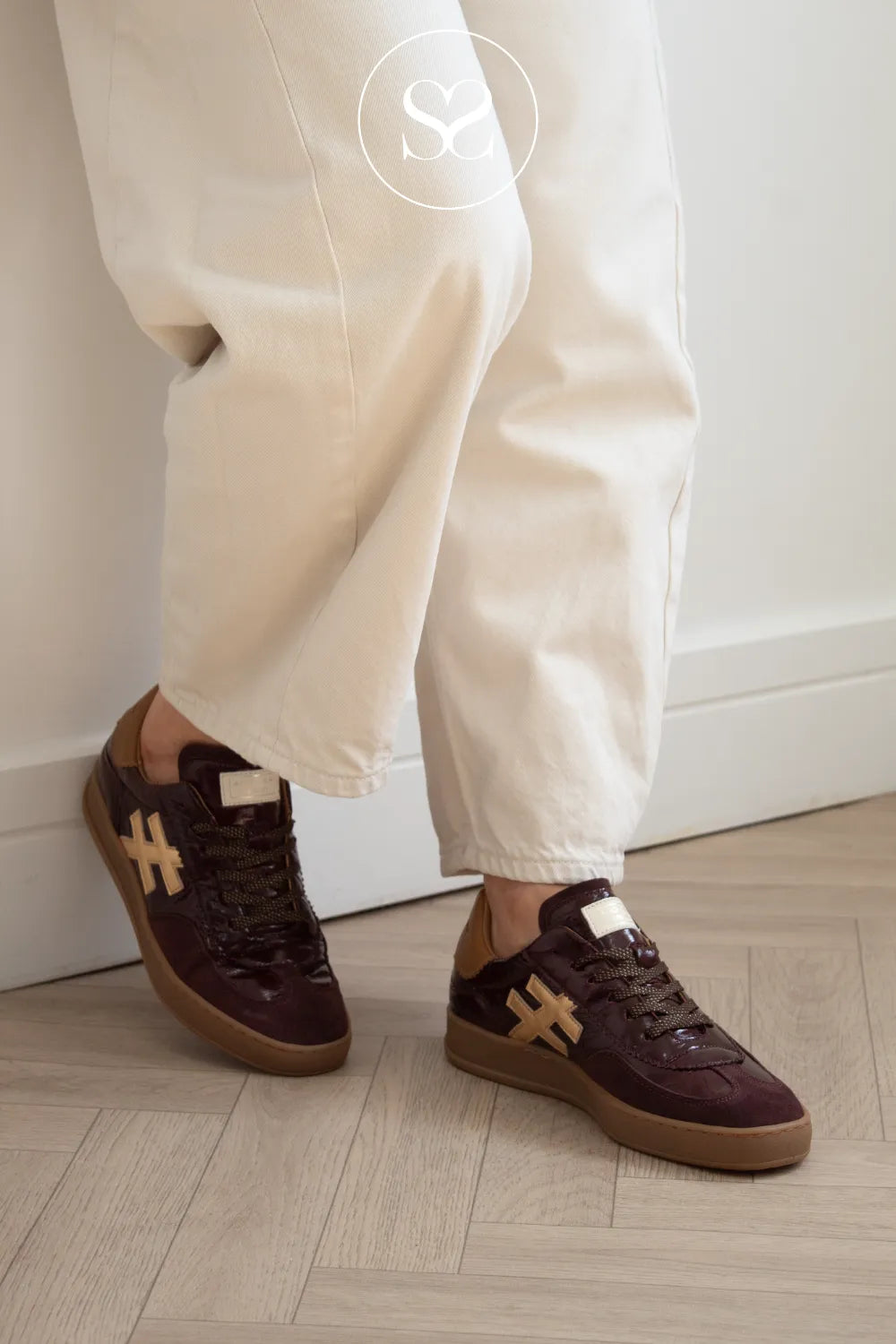 Another Trend Burgundy Leather & Suede Trainers A032-92 IRELAND