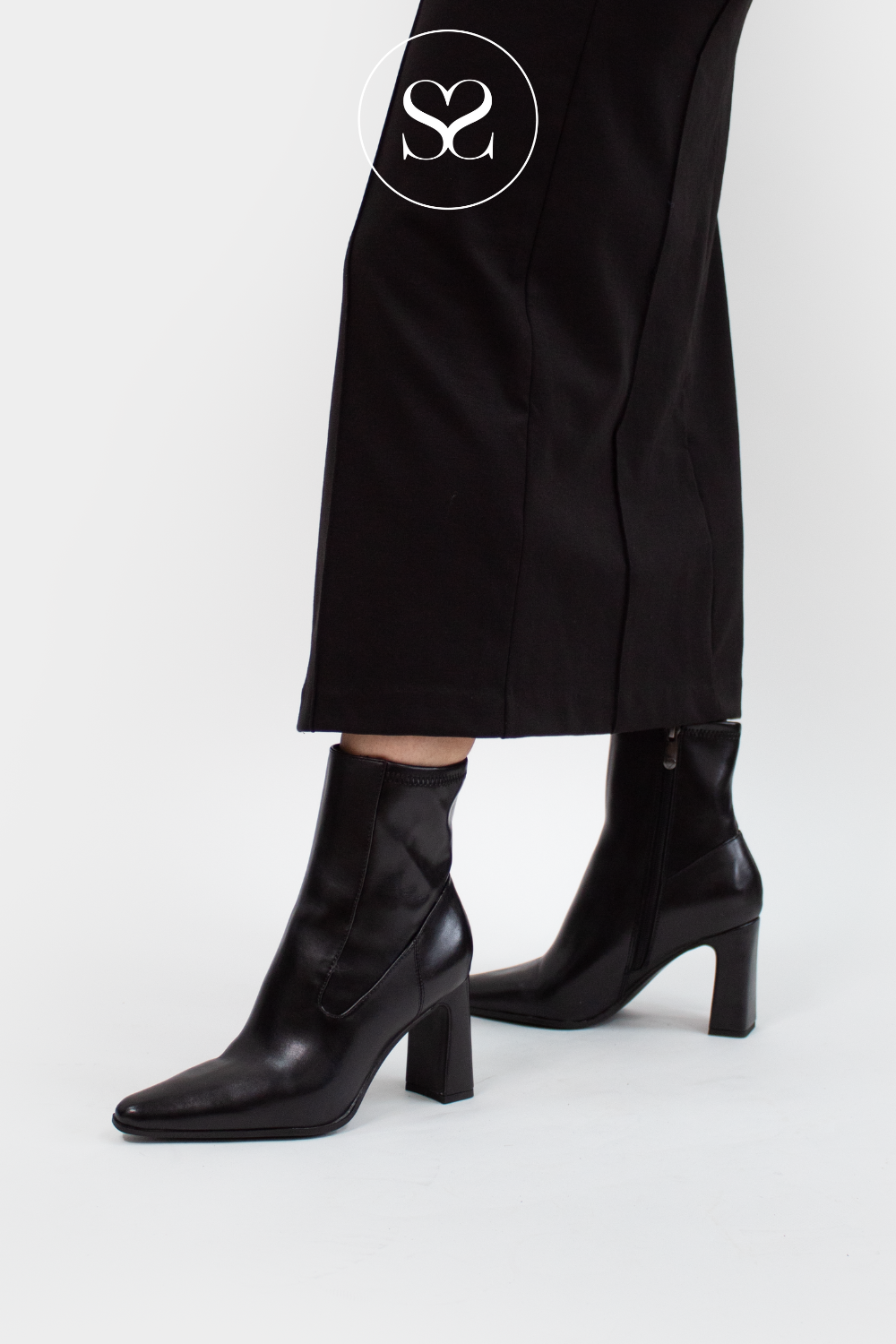 MARCO TOZZI 2-25314 BLACK HEEL ANKLE BOOTS