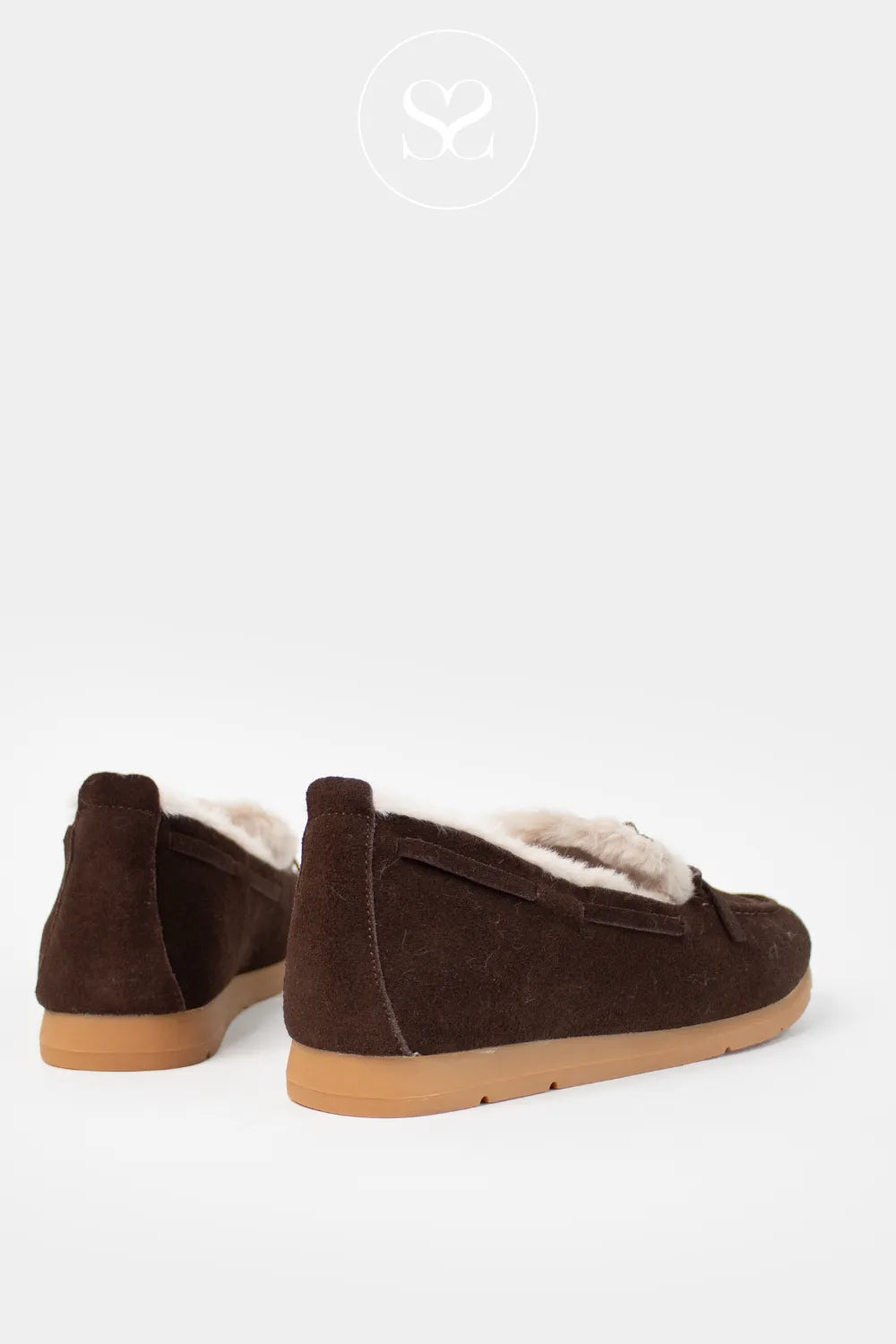 UNISA CHOCOLATE BROWN SUEDE SLIP ON MOCKERSON SHOES DIPEL FOR WOMEN WITH GUM SOLE 