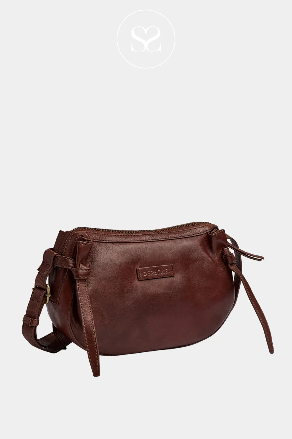 DEPECHE BROWN LEATHER CROSSBODY BAG - 16678